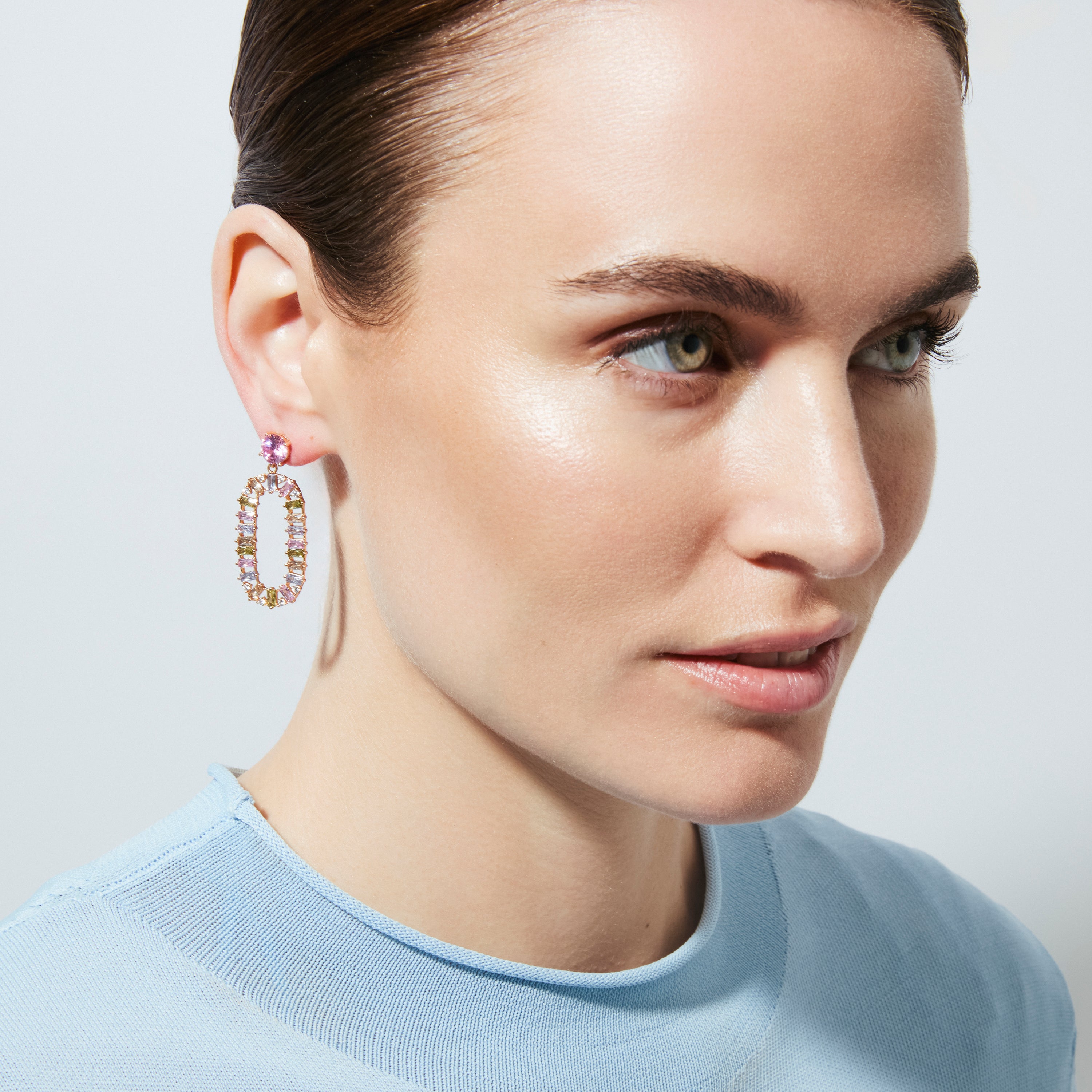 Pendientes de Circonita Multicolor acabado en oro amarillo de 18k - Arose
