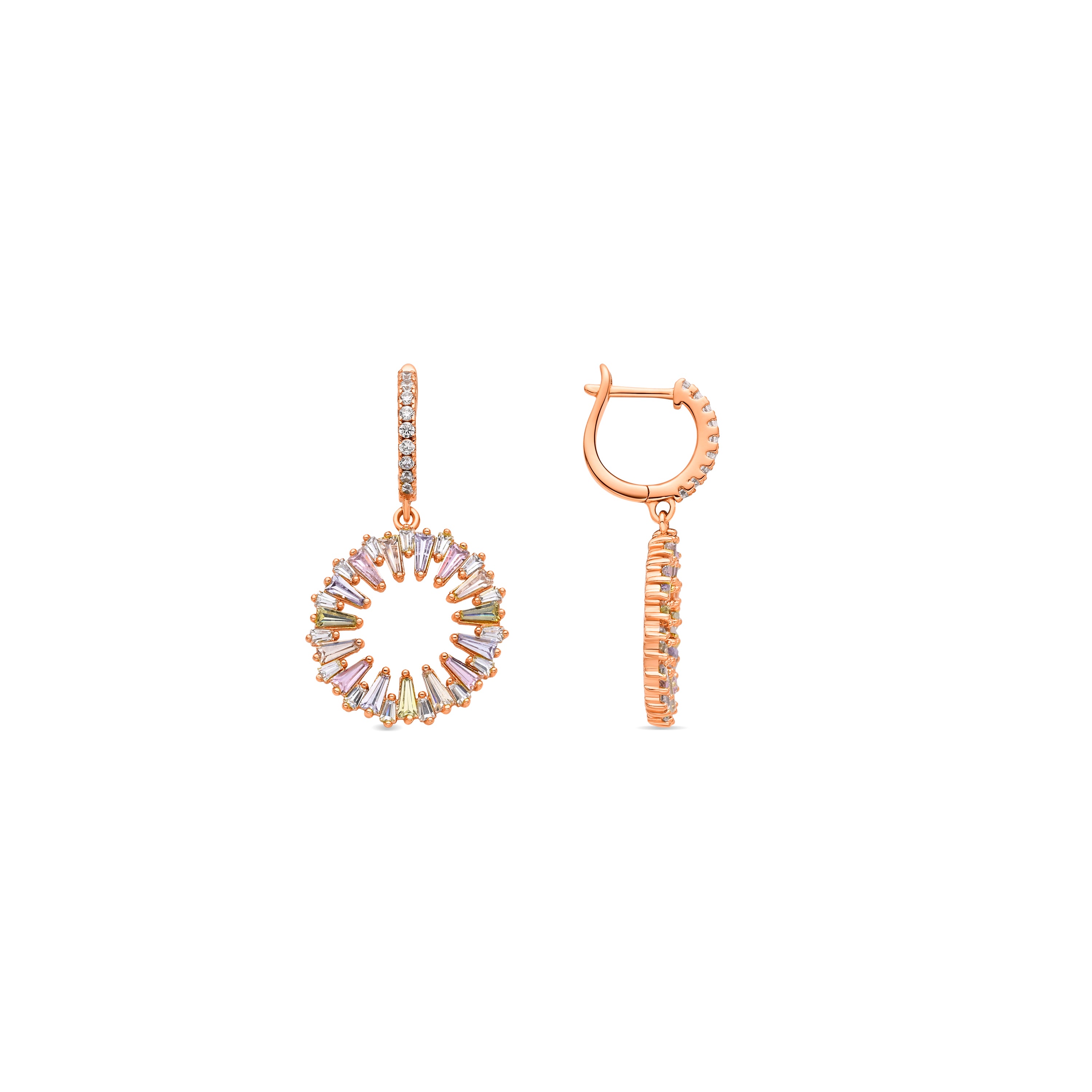 Pendientes de Circonita Multicolor acabado en oro amarillo de 18k - Raidow
