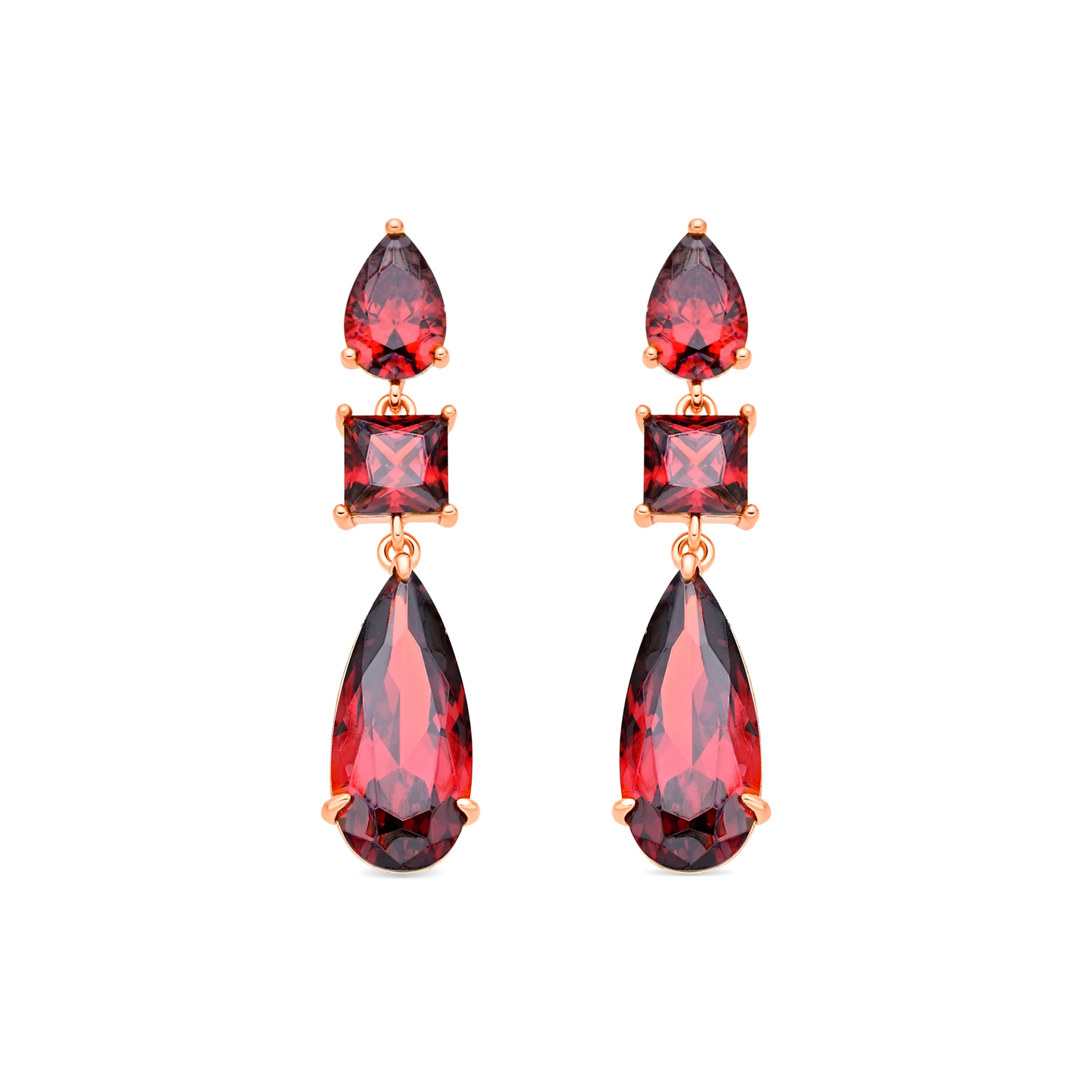 Pendientes de Circonita Rubí acabado en oro amarillo de 18k - Xakah
