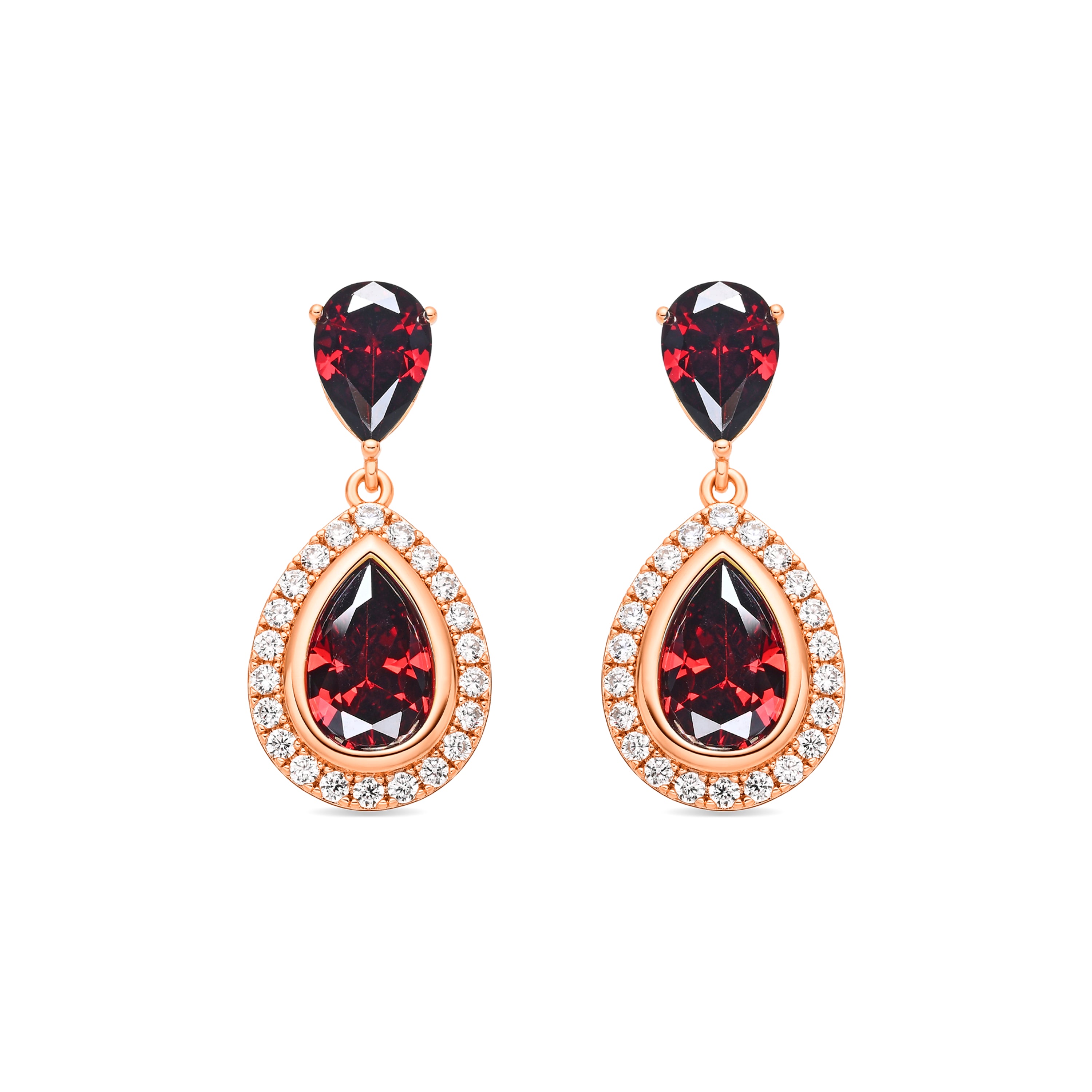 Pendientes de Circonita Rubí acabado en oro amarillo de 18k - Lilem
