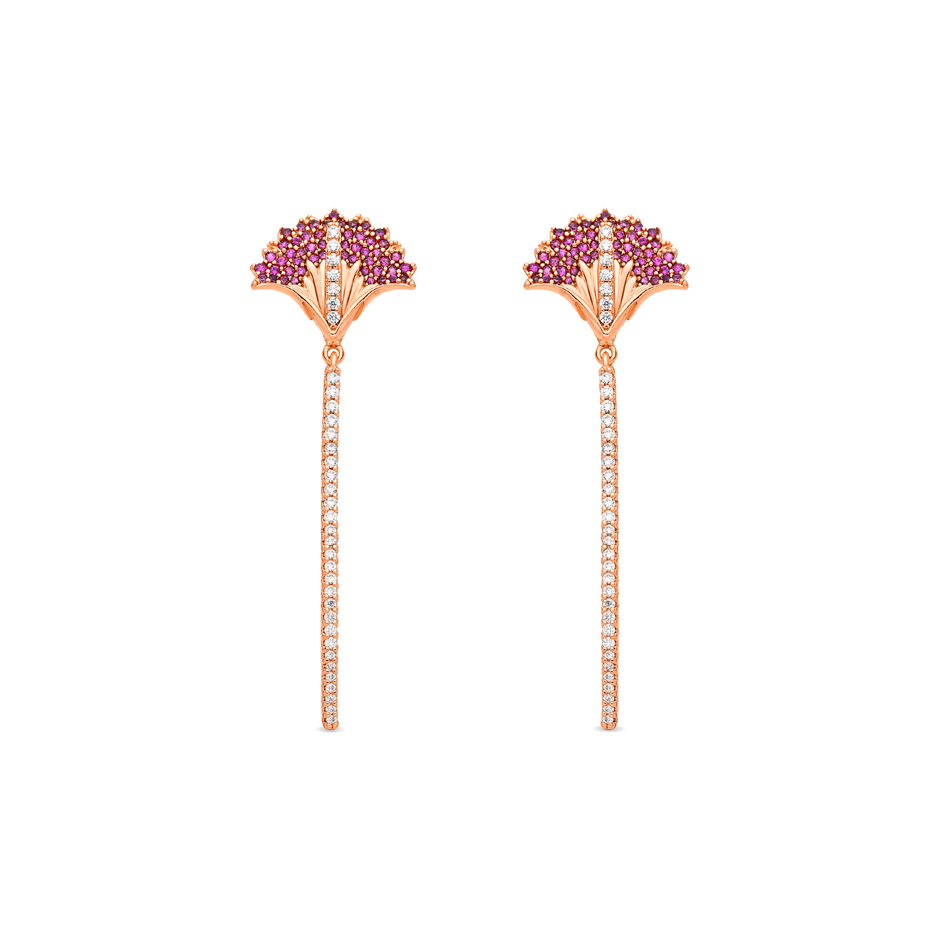 Pendientes de Circonita Rubí acabado en oro amarillo de 18k - Shiren