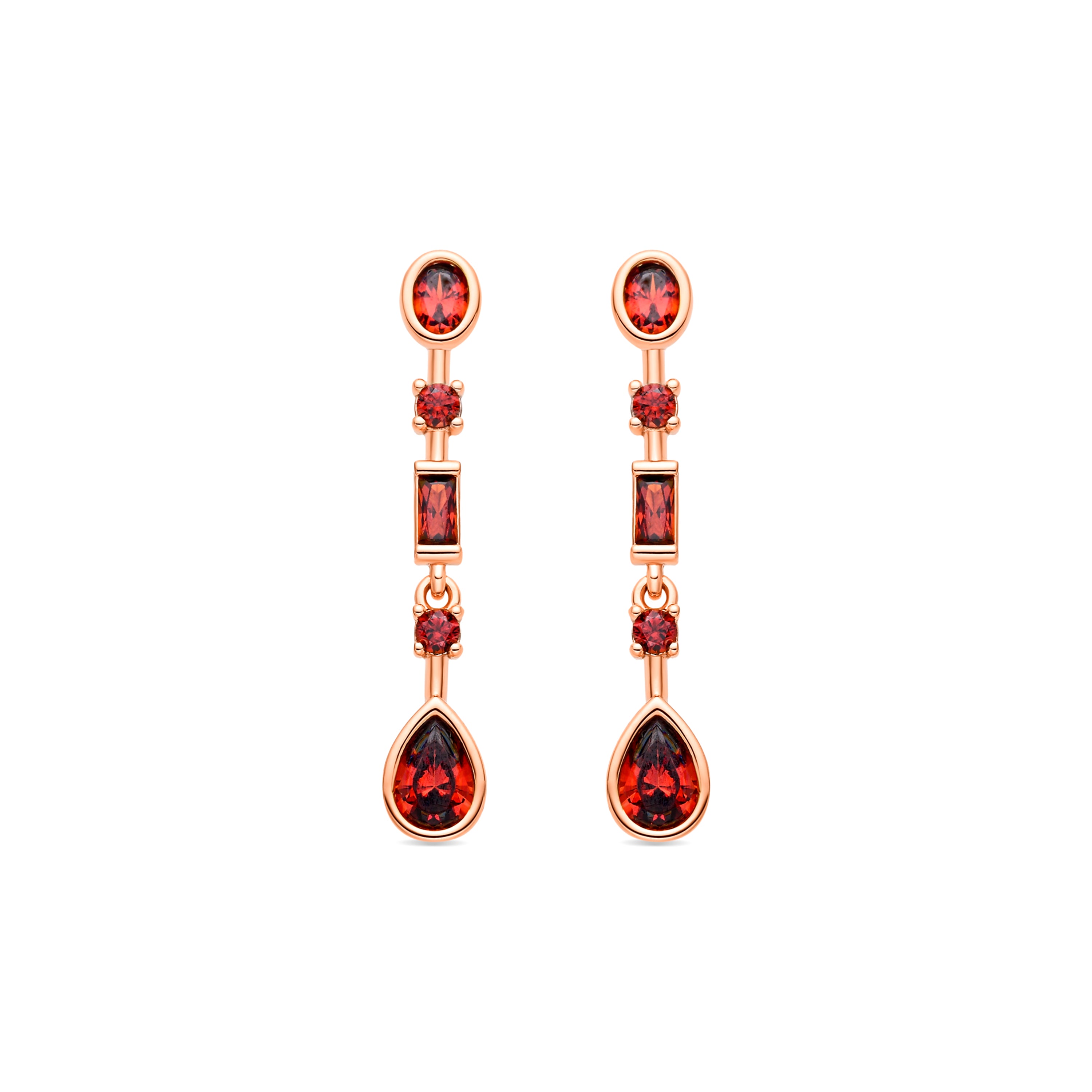 Pendientes de Circonita Rubí acabado en oro amarillo de 18k - Mobor