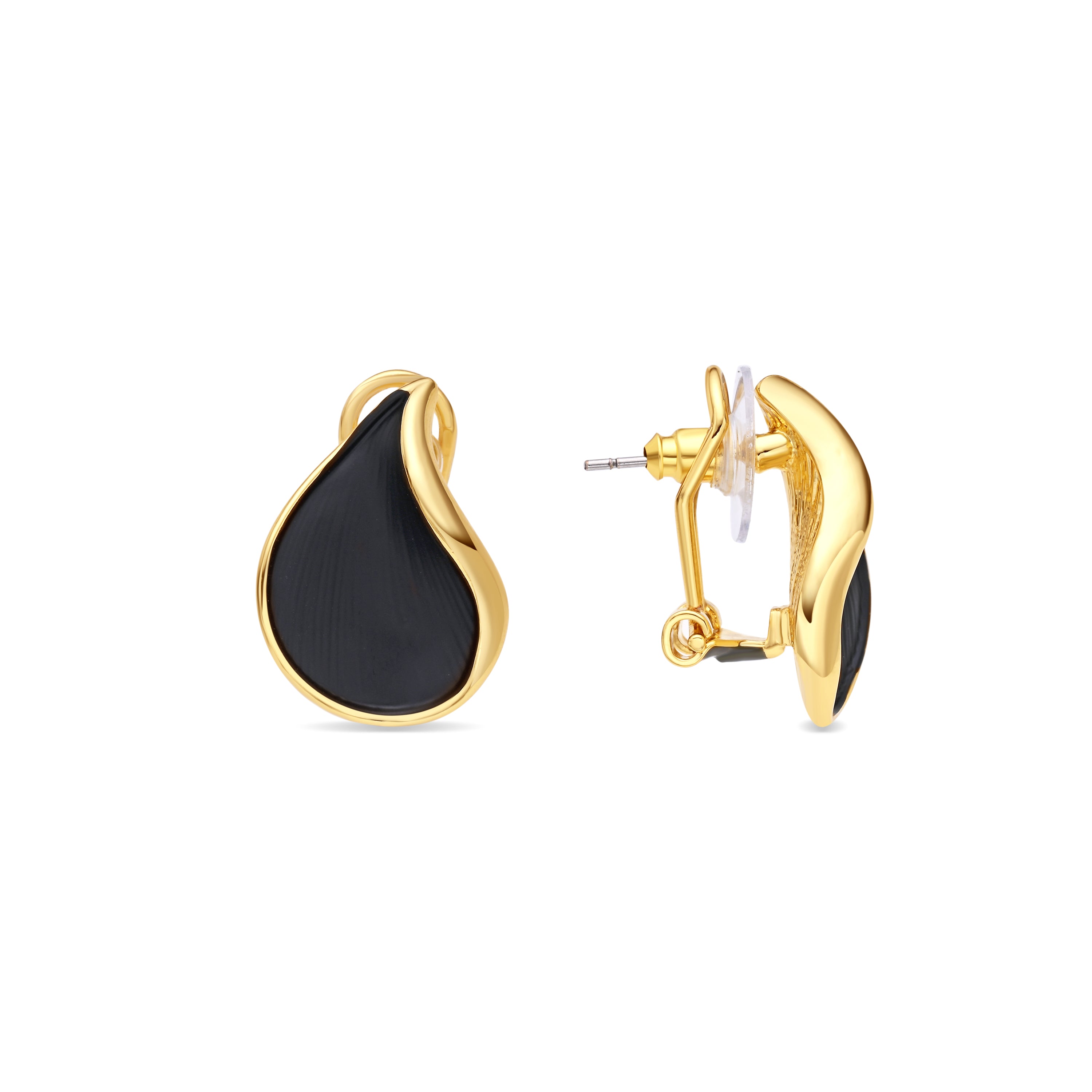 Pendientes de Lacado Negro acabado en oro amarillo de 18k - Overci