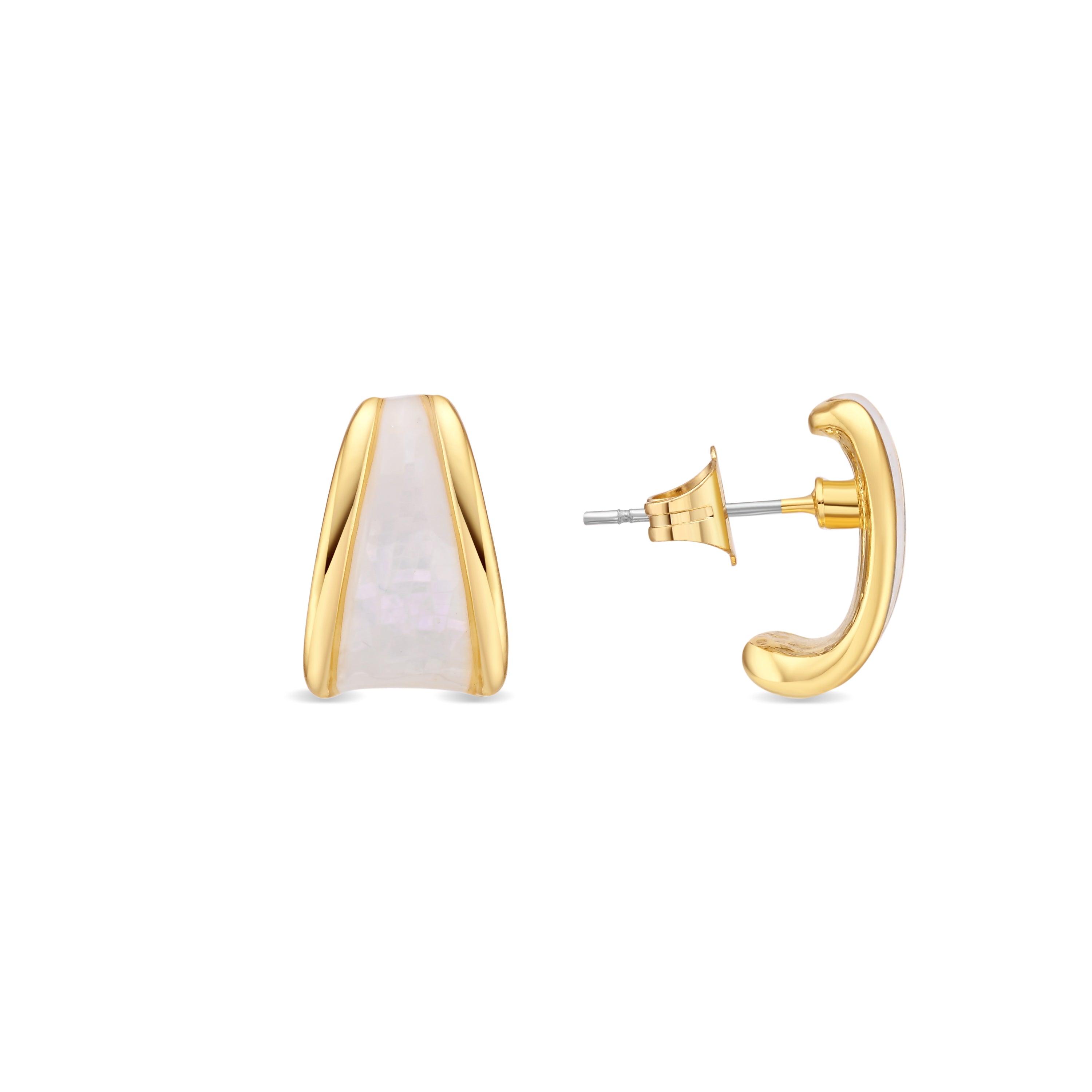 Pendientes de Madreperla Blanca acabado en oro amarillo de 18k - Lilu