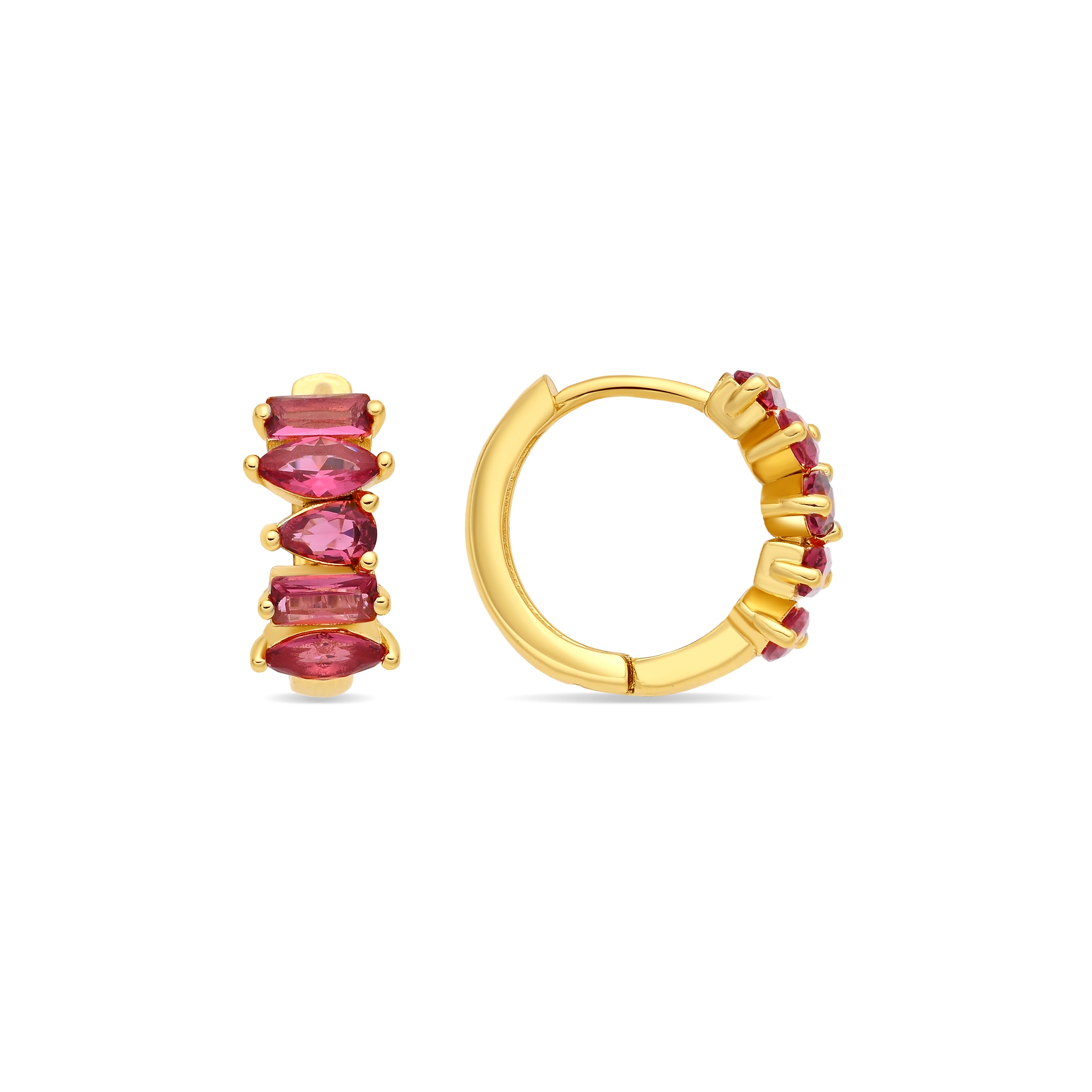 Pendientes de Aleación de Metal y Circonita Rubí acabado en oro amarillo de 18k - Haipol
