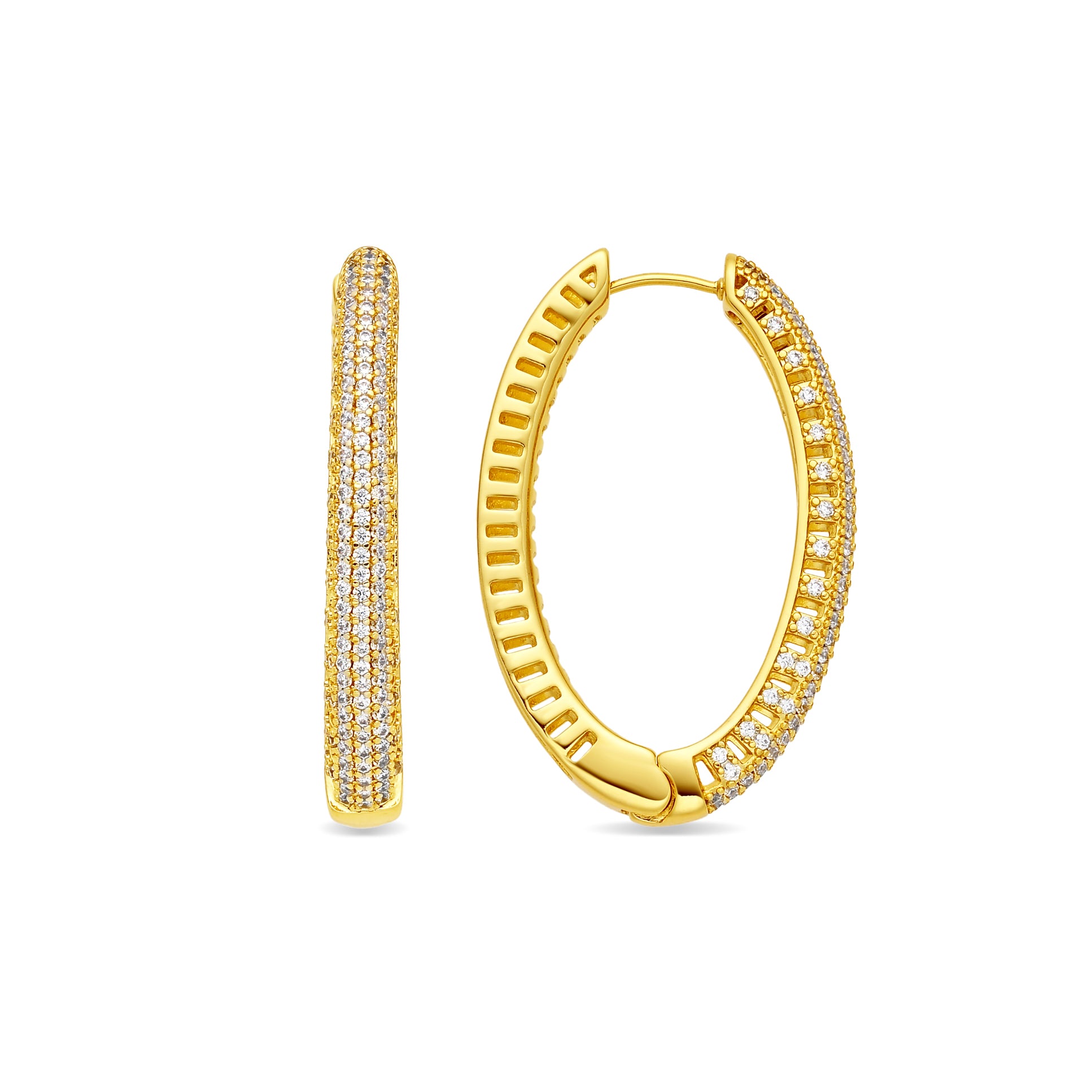 Pendientes de Aleación de Metal y Circonita Brillante acabado en oro amarillo de 18k - Tezci