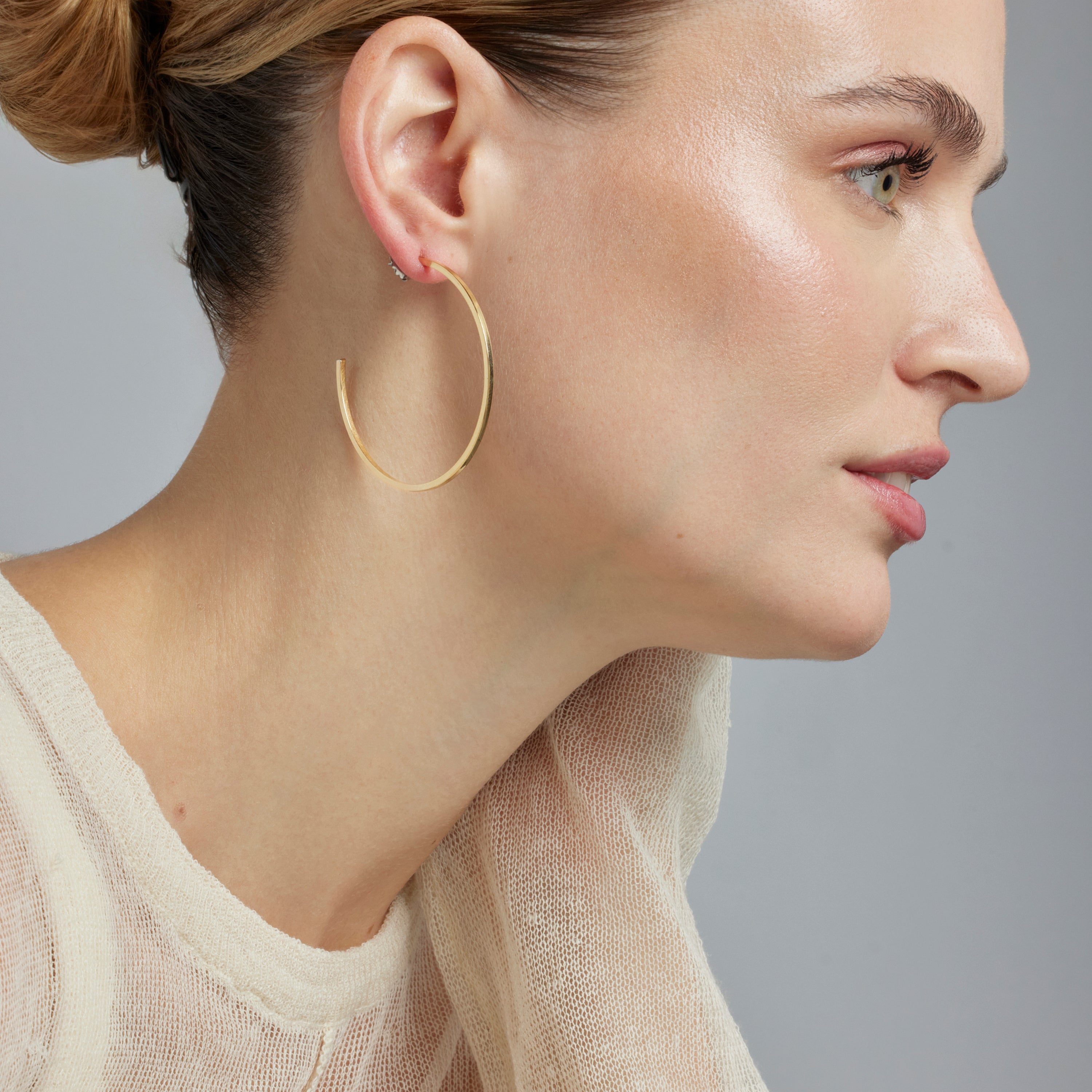 Pendientes de 48mm de diámetro acabado oro amarillo de 18K - Nemar