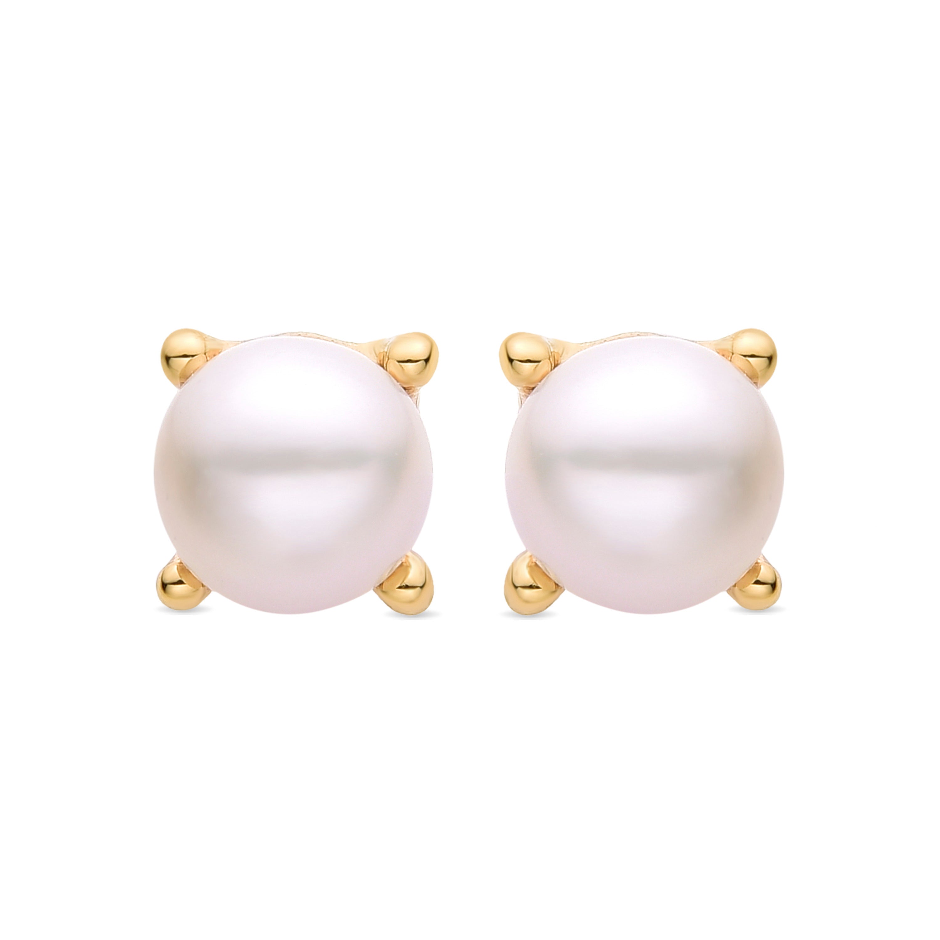 Pendientes de Perla Blanca acabados en oro amarillo de 18K - Ryver