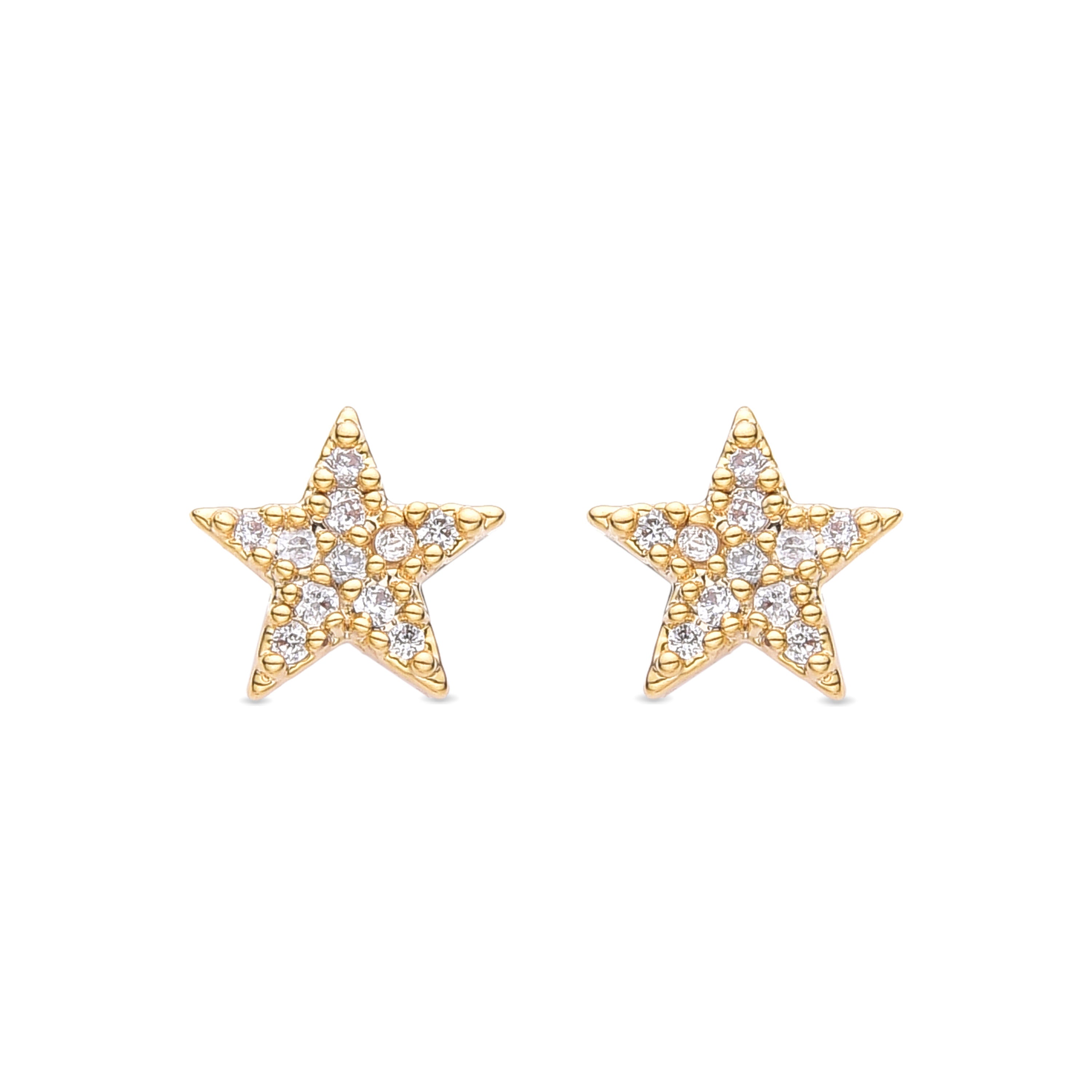 Pendientes de Circonita Brillante acabados en oro amarillo de 18K - Estrella