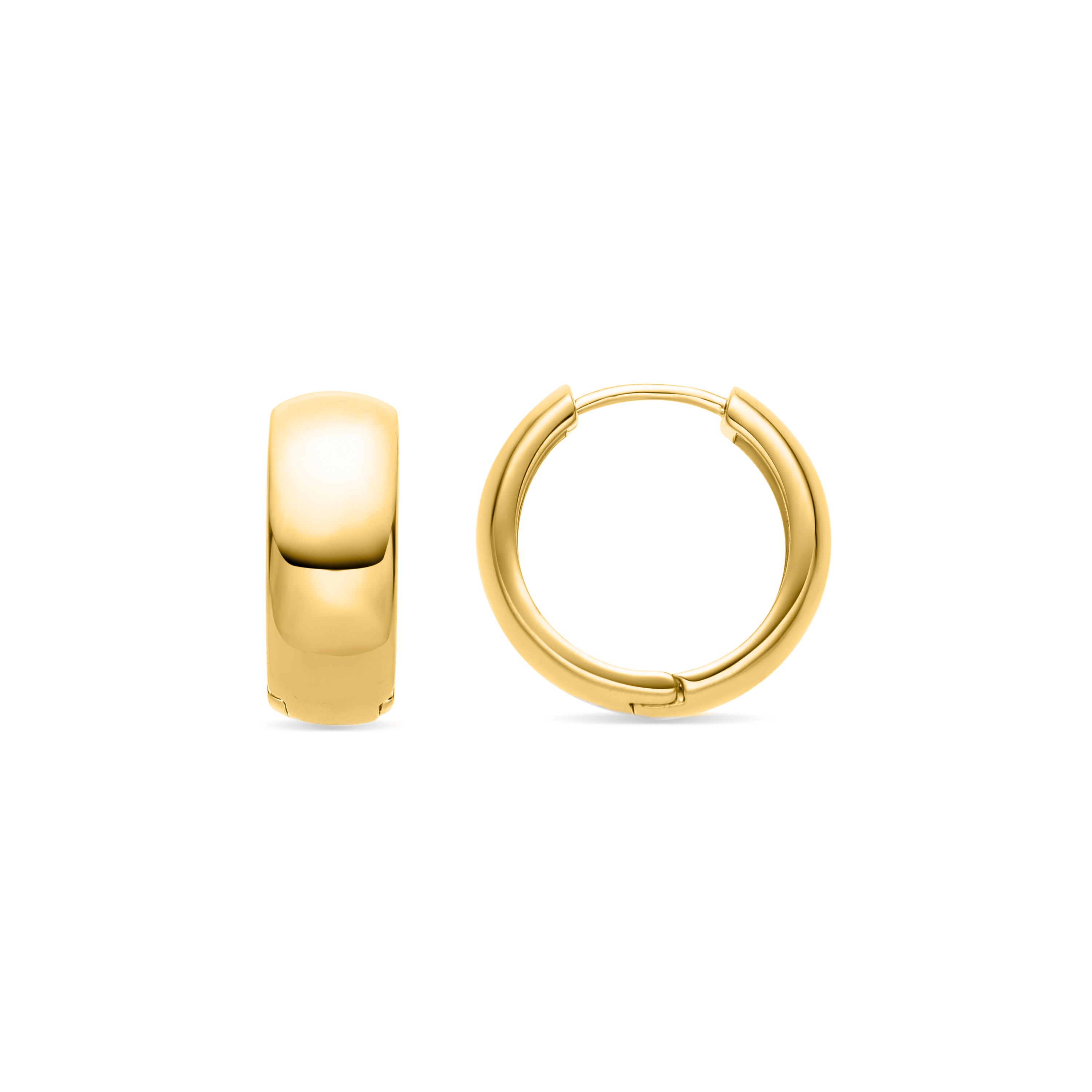 Pendientes de 18mm de diámetro acabado oro amarillo de 18k - Apruk