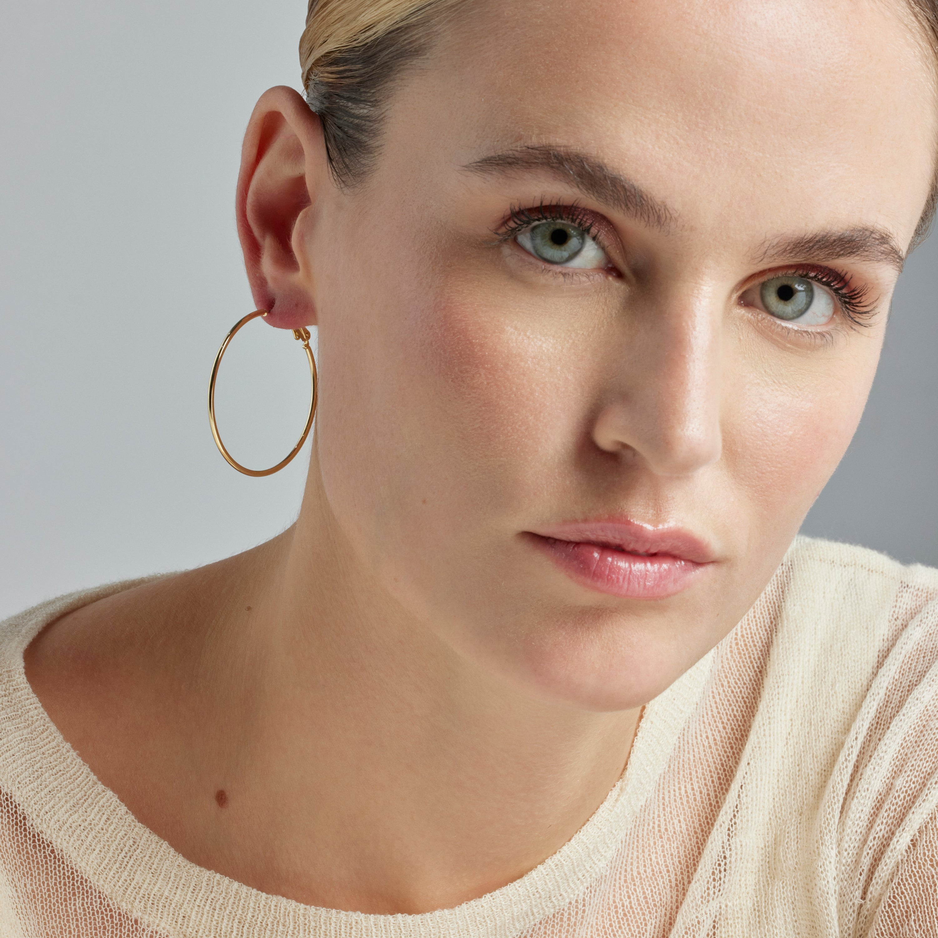 Pendientes de 30mm de diámetro acabado oro amarillo de 18k - Kelxo