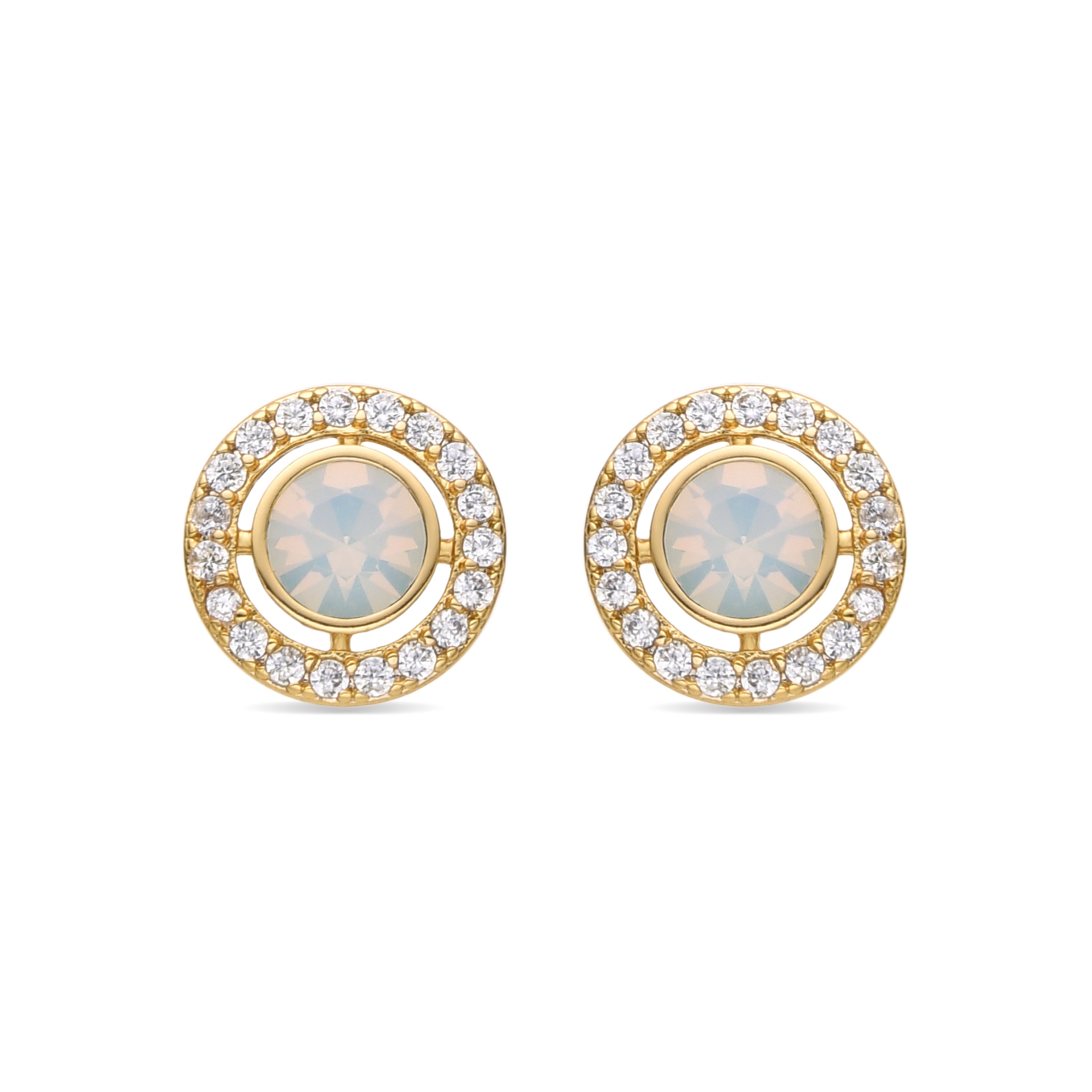 Earrings with brilliant zirconia in 18k gold finish - Riashe
