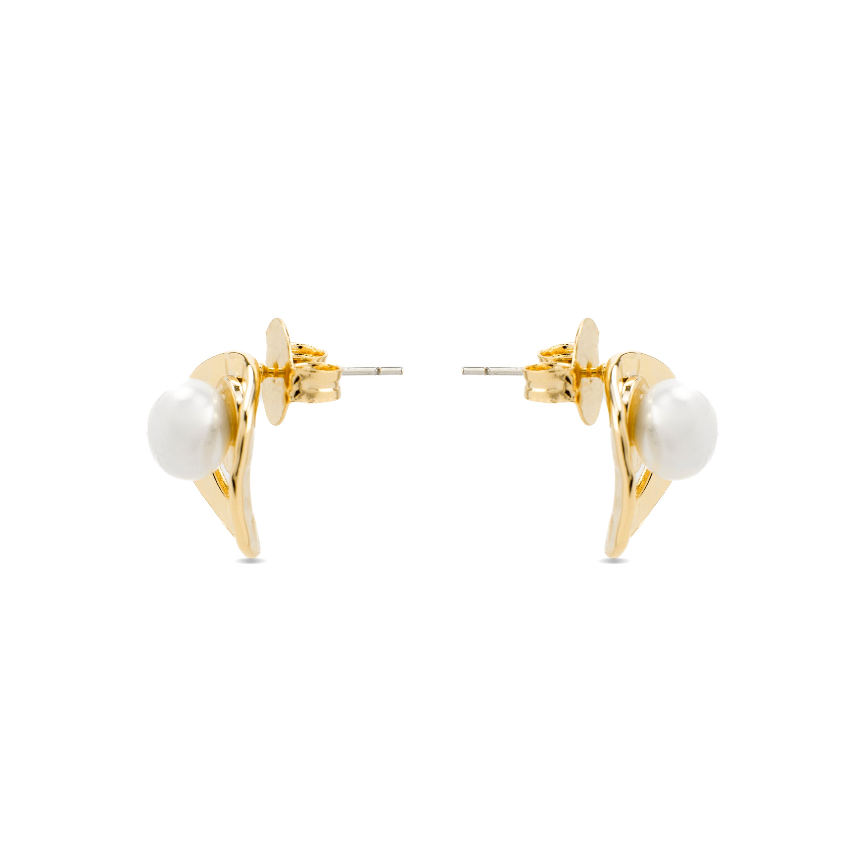 Boucles d&amp;#39;oreilles avec perle blanche finition or 18k - Ku