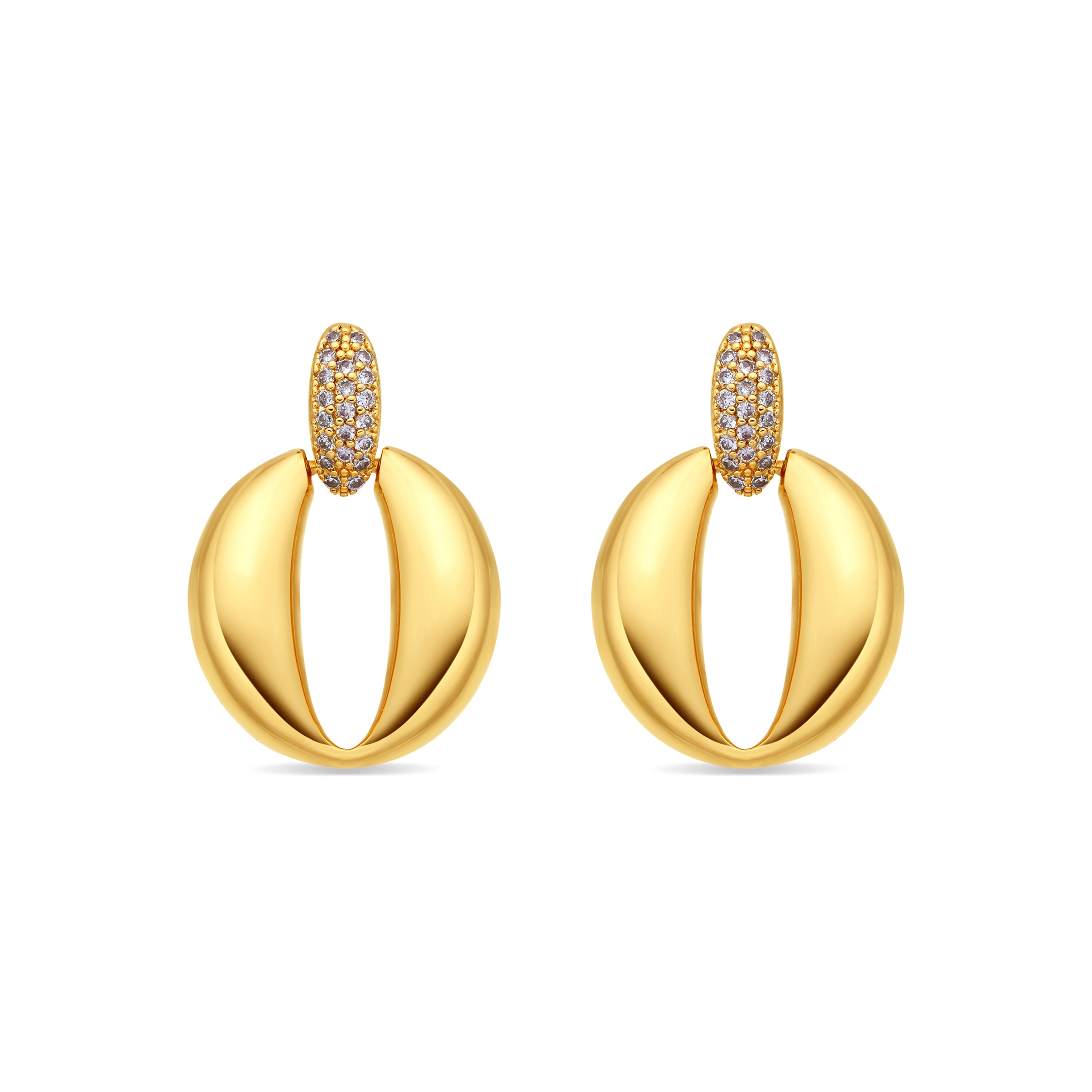 Pendientes de Circonita Brillante acabado en oro amarillo de 18k - Nixwi