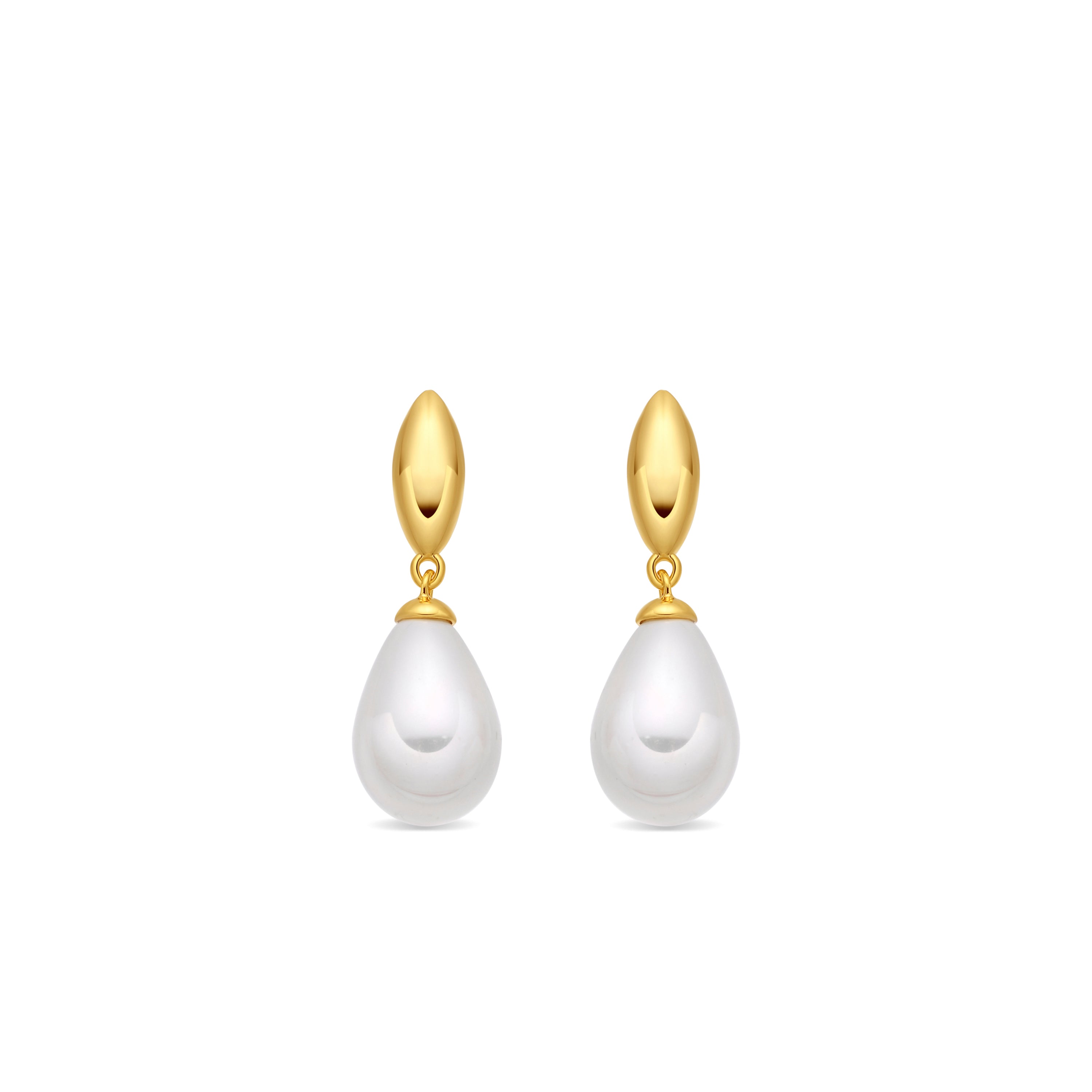 Pendientes de Perla Blanca acabado en oro amarillo de 18k - Dyao