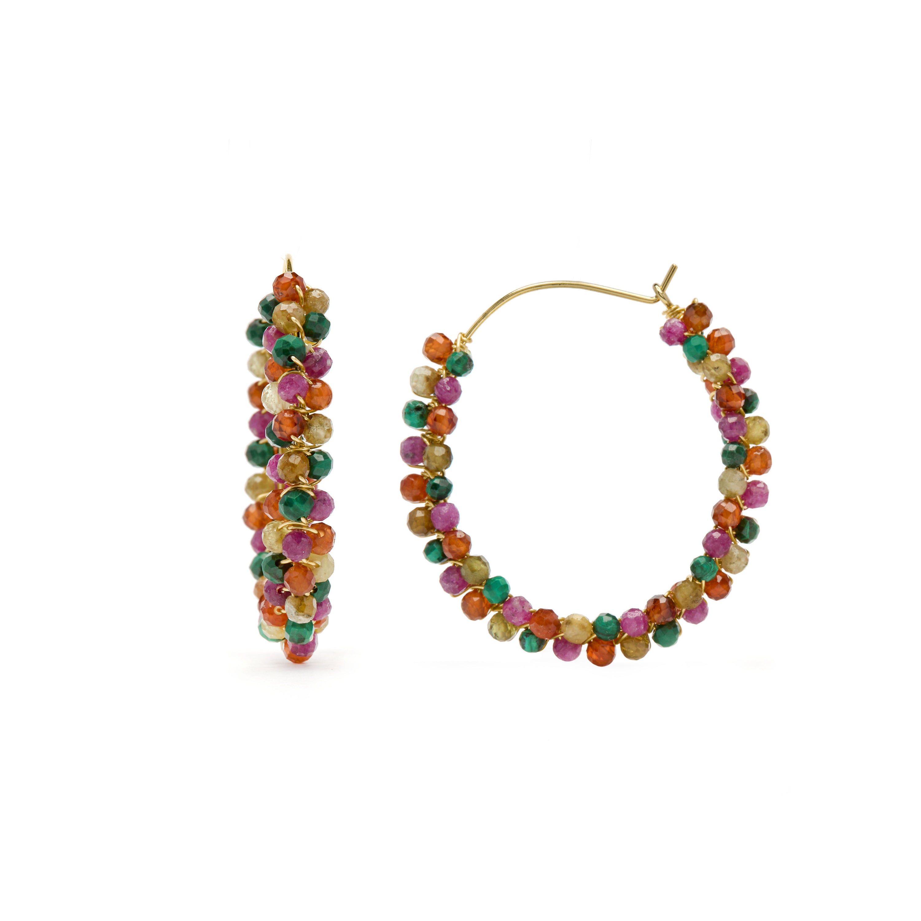 Pendientes de Aleación de Metal y Turmalina Multicolor acabado en rodio - Rend