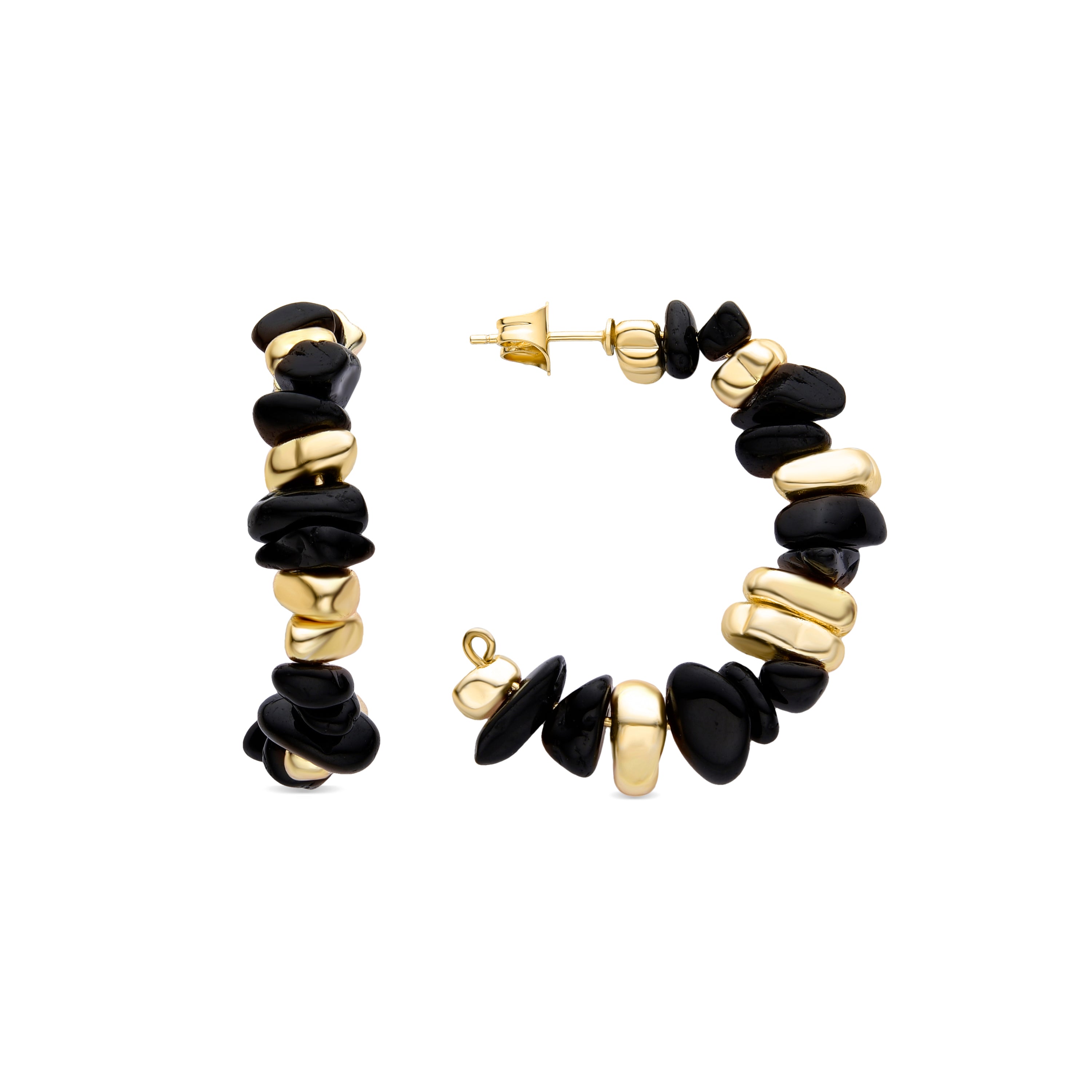 Pendientes de Agata Negra acabados en oro amarillo de 18K - Delay