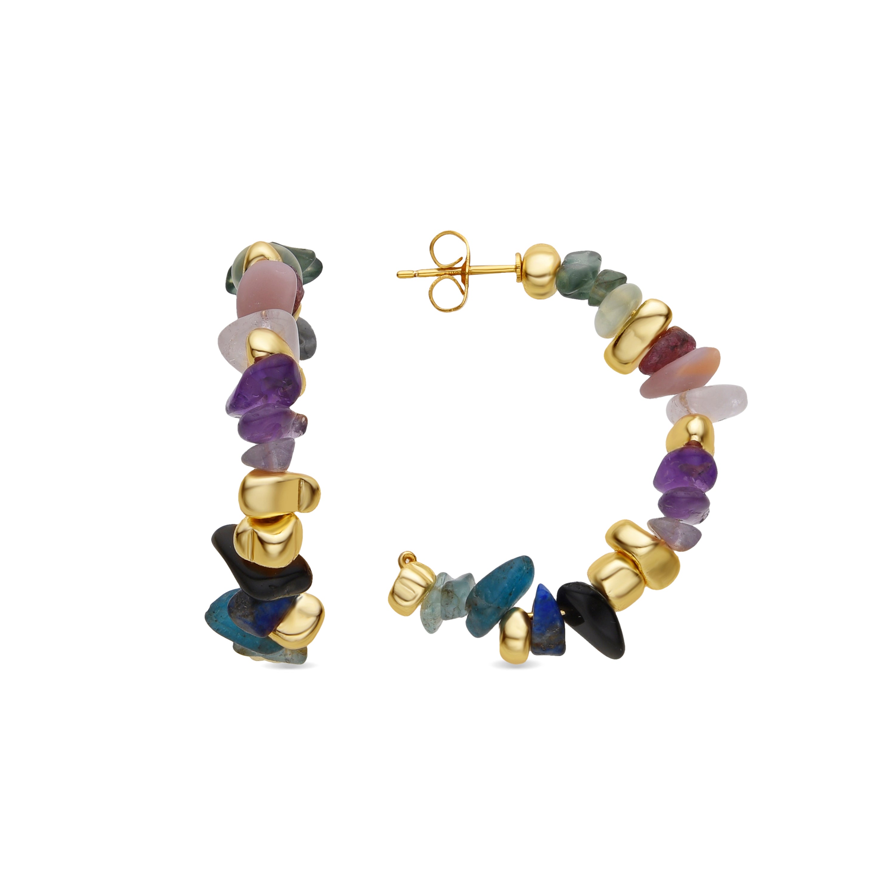 Pendientes de Fluorita acabados en oro amarillo de 18k - Diri