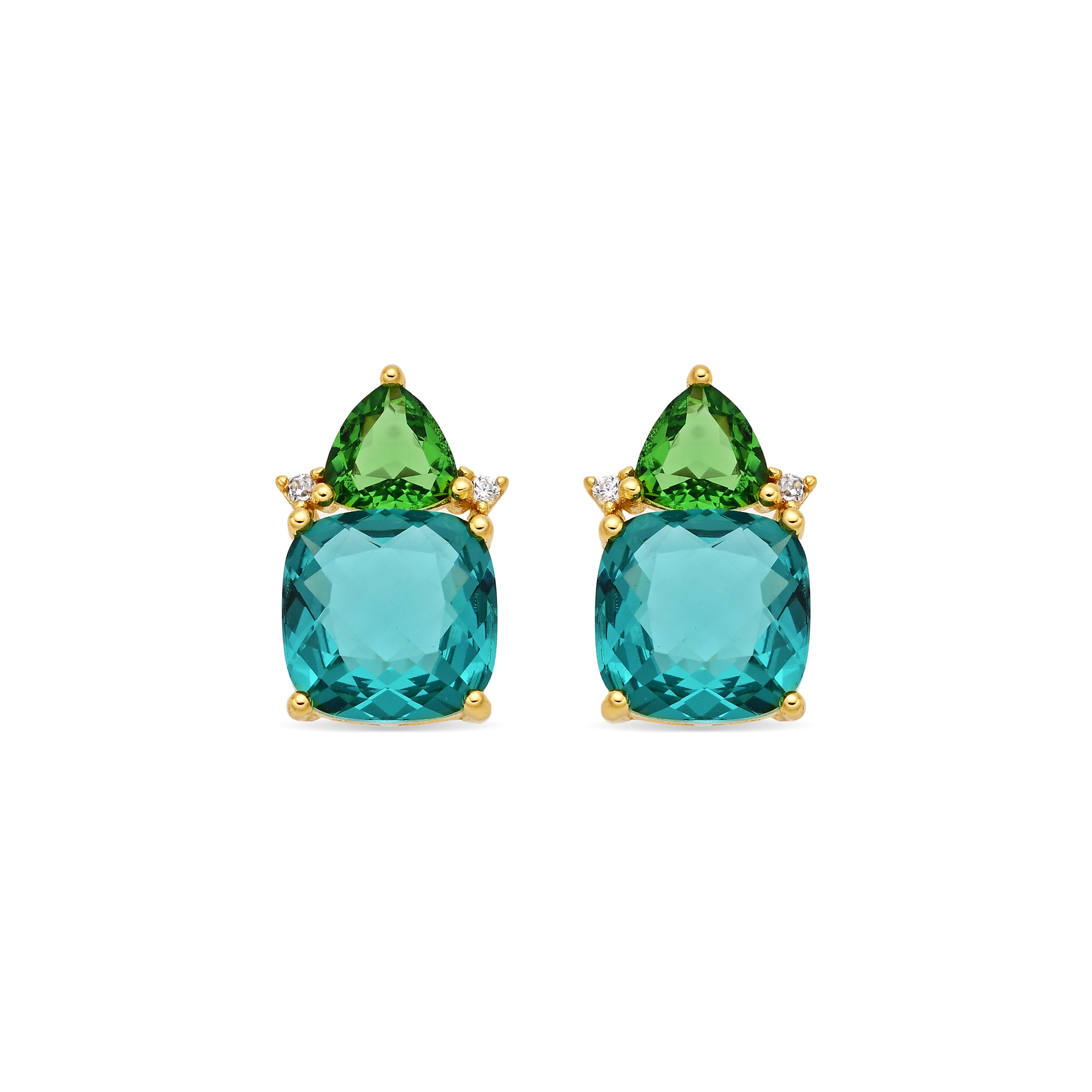 Pendientes de Cristal Rosa acabado en oro amarillo de 18k - Ilkan