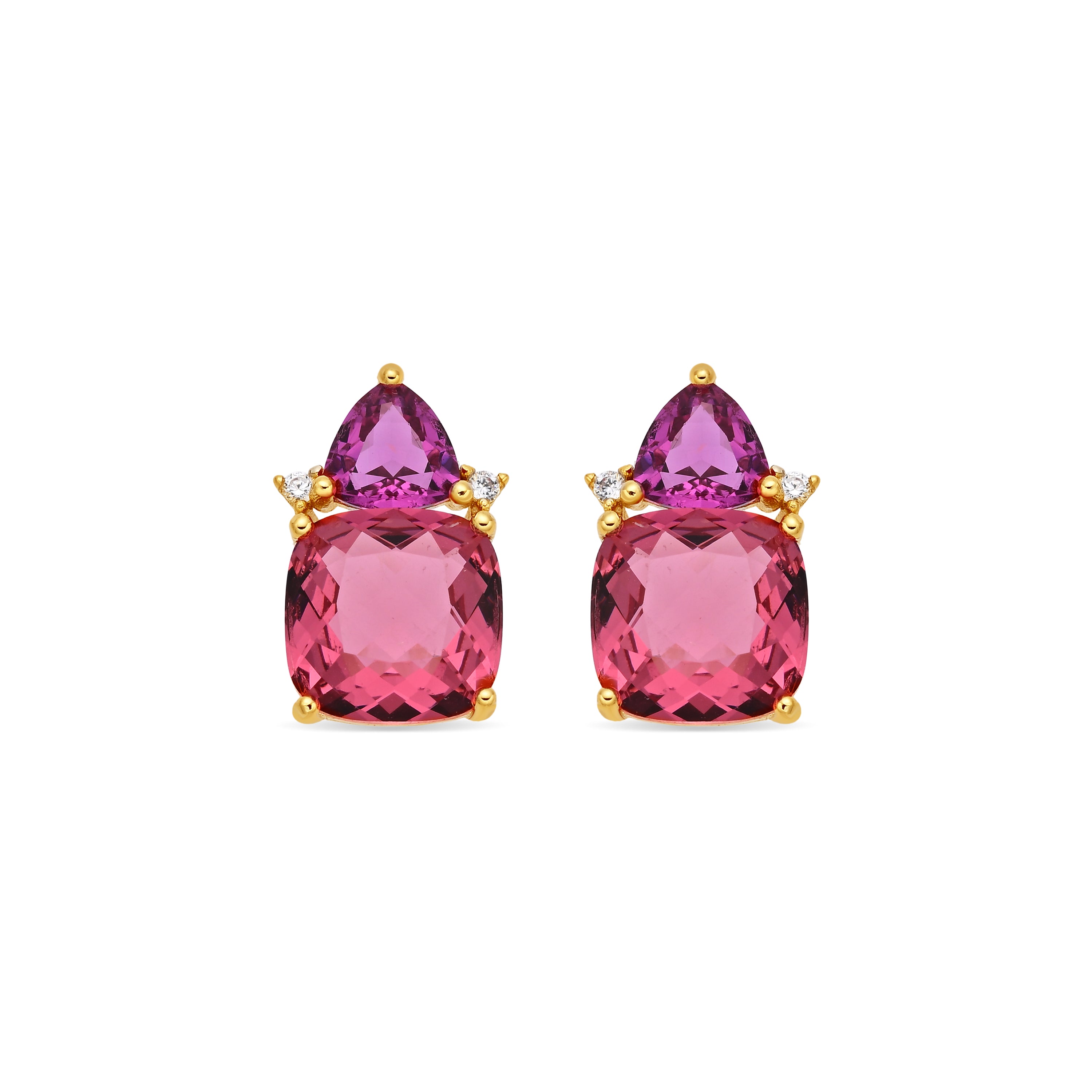 Pendientes de Cuarzo Hidrotermal Lapislazuli acabado en oro amarillo de 18k - Ilkan