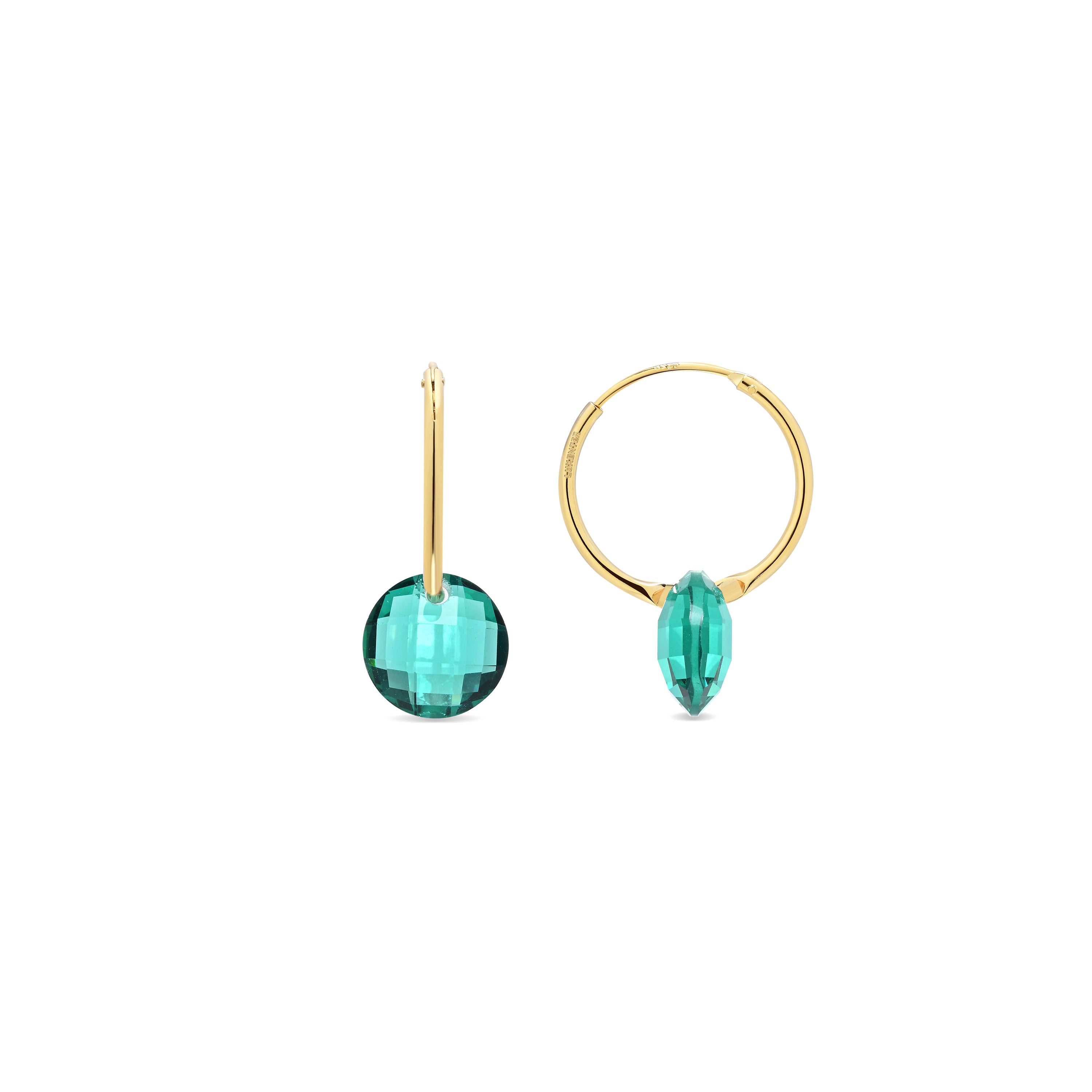 Pendientes de Cuarzo Hidrotermal Verde Paraiba acabado en oro amarillo de 18k - Jafam
