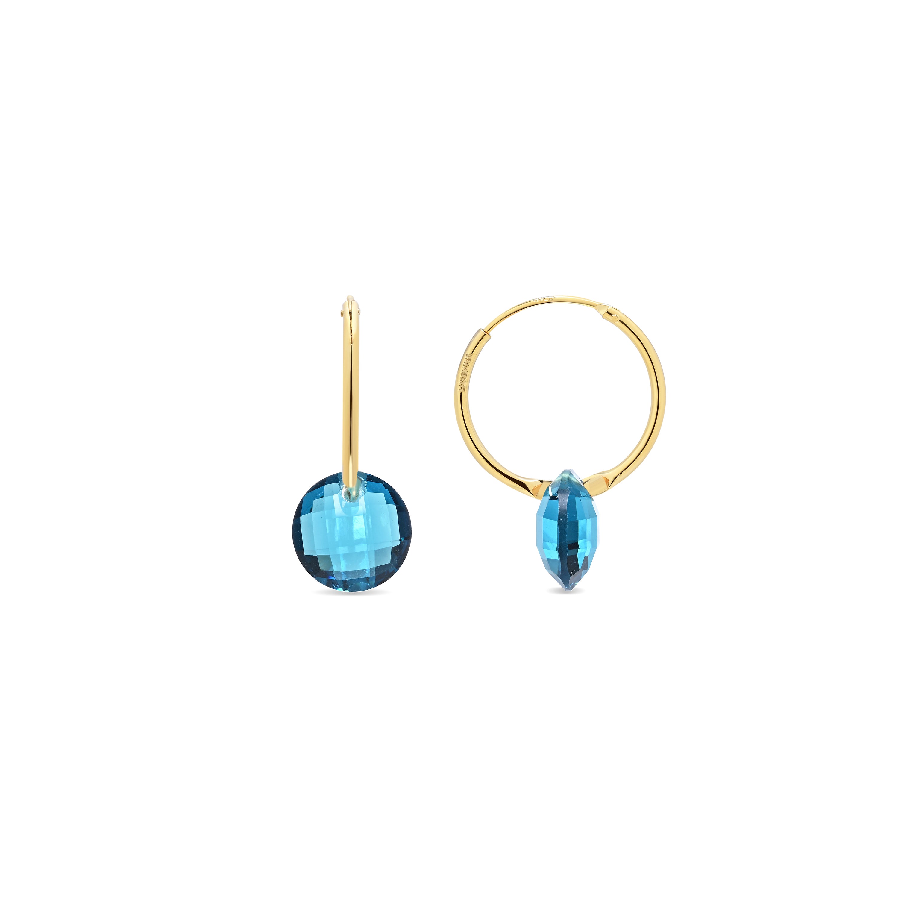 Pendientes de Cuarzo Hidrotermal Lapislazuli acabado en oro amarillo de 18k - Jafam