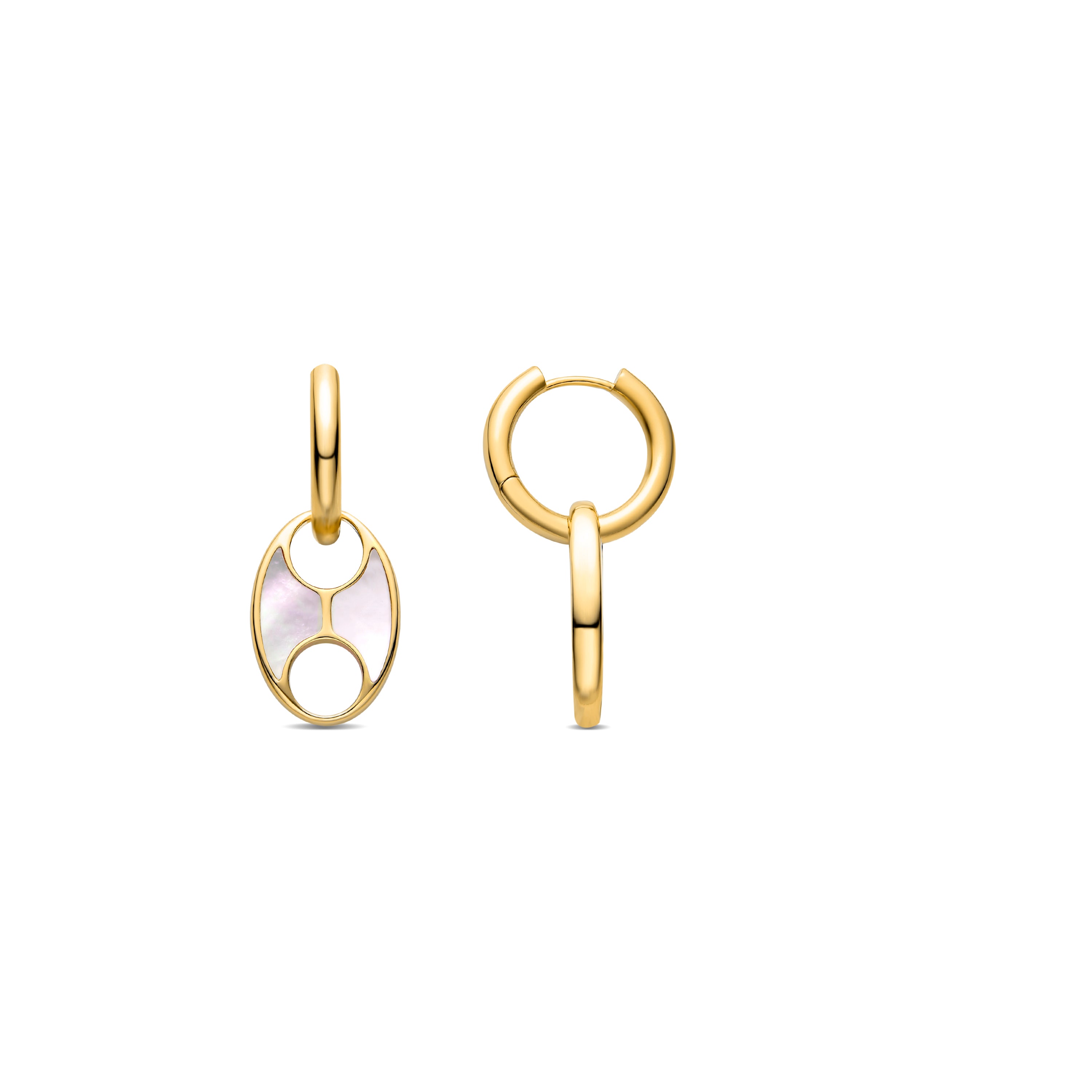 Pendientes de Madreperla Blanca acabados en oro amarillo de 18K - Guelios