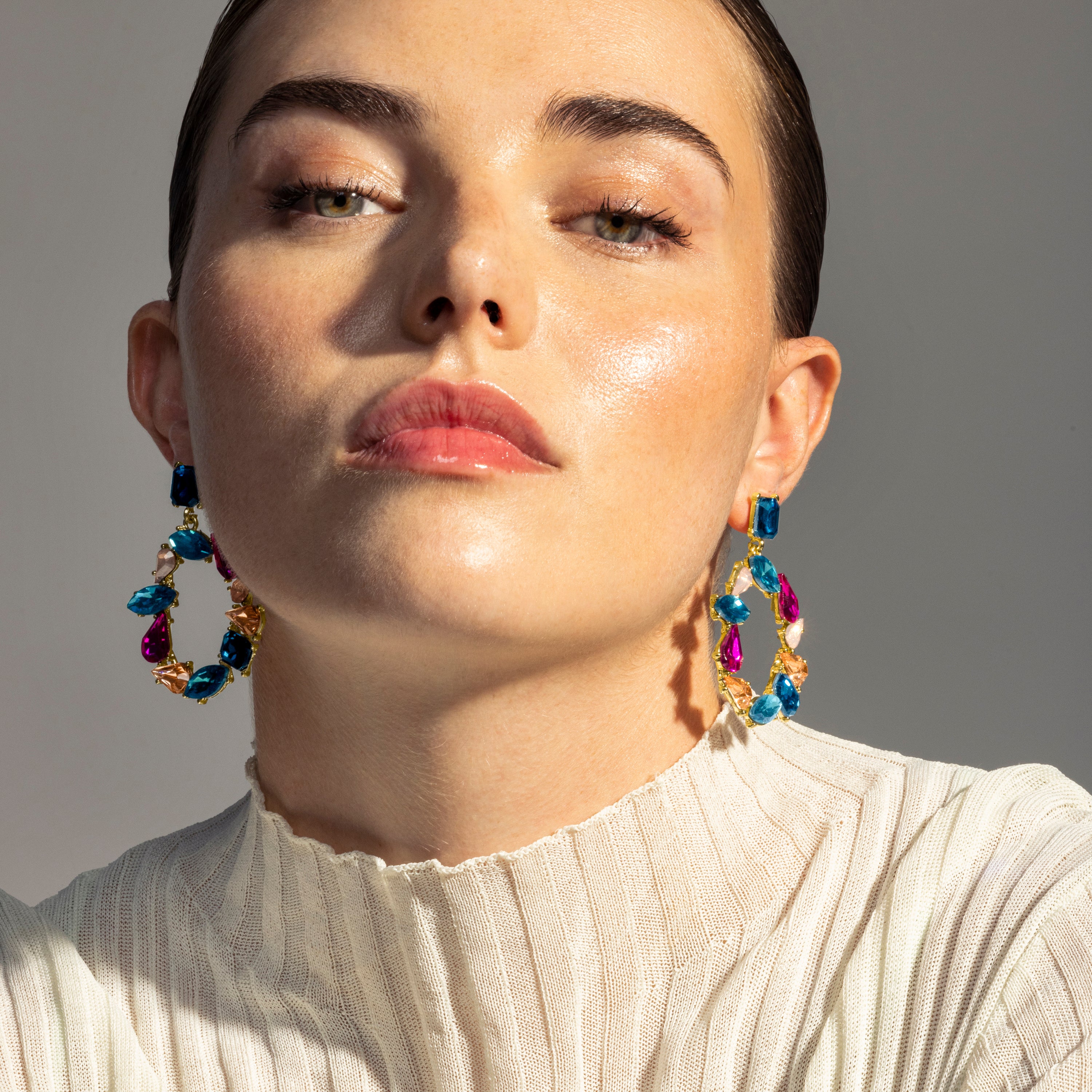 Pendientes de Lacado Blanco acabado en oro amarillo de 18k - Tayris