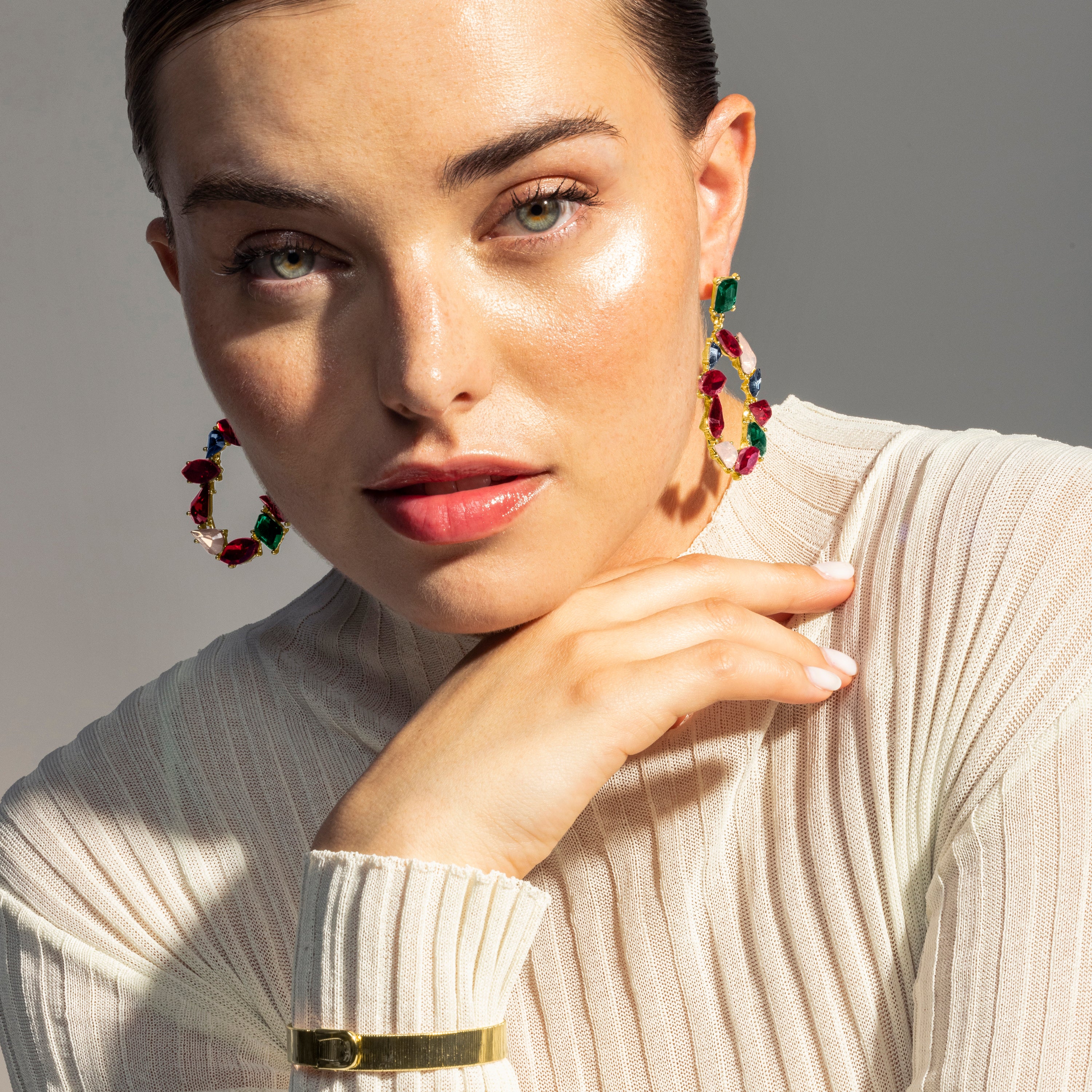 Pendientes de Lacado Blanco acabado en oro amarillo de 18k - Tayris