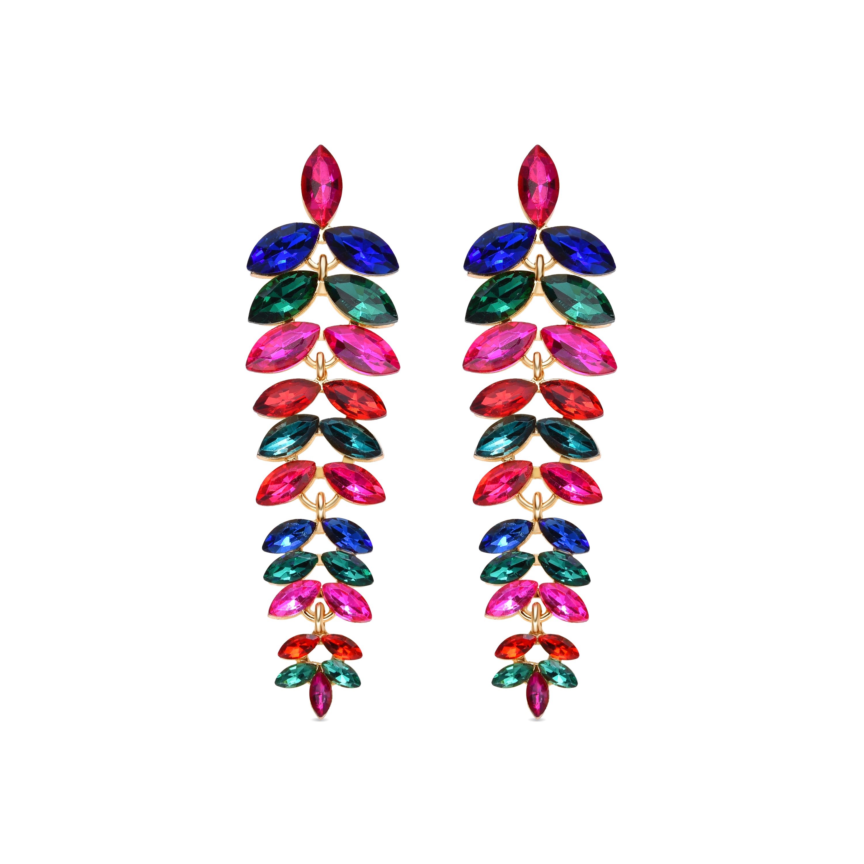 Pendientes de Cristal Multicolor acabado en oro amarillo de 18k - Tayris