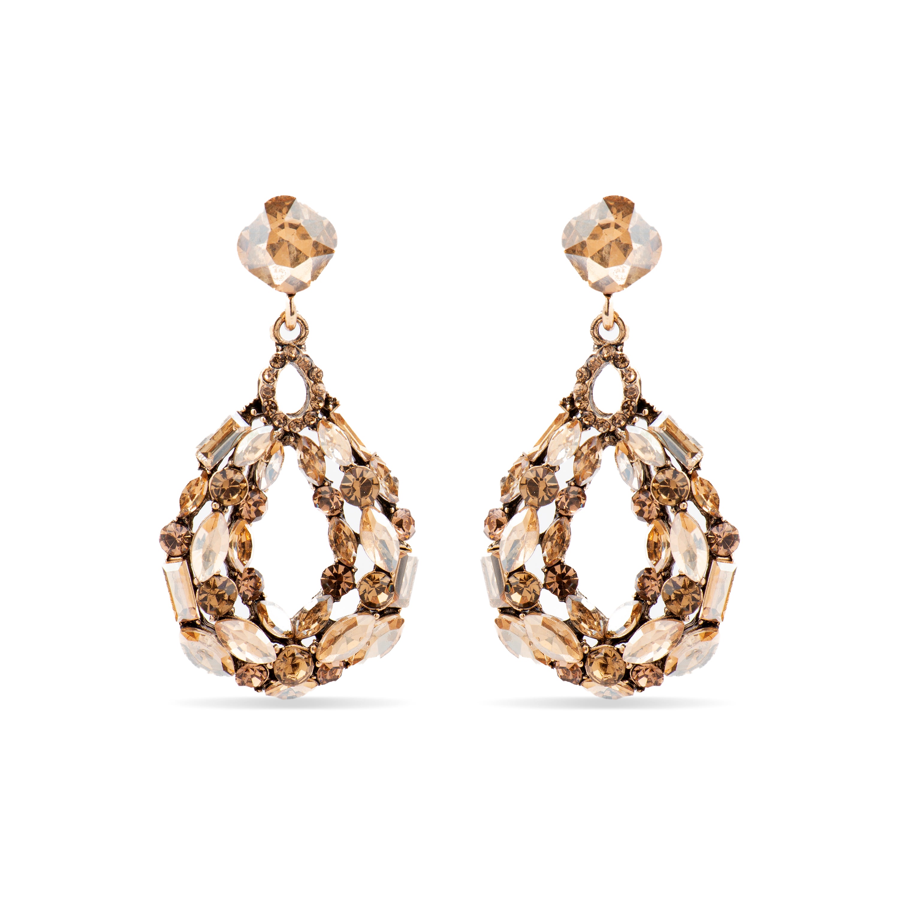 Pendientes con Cristal Multicolor acabado oro 18k - Liodas