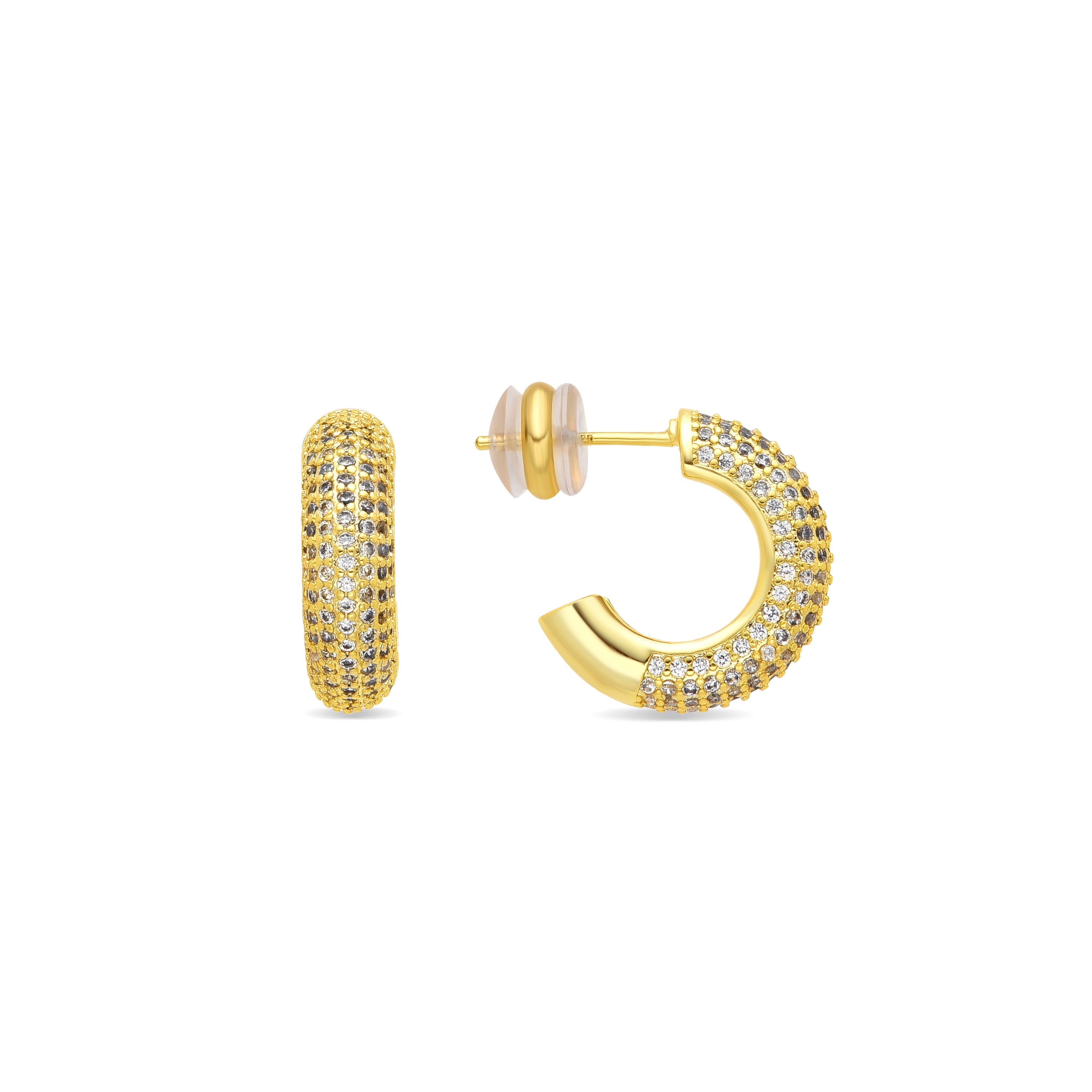 Pendientes acabado oro amarillo de 18k y Circonita Brillante - Niras