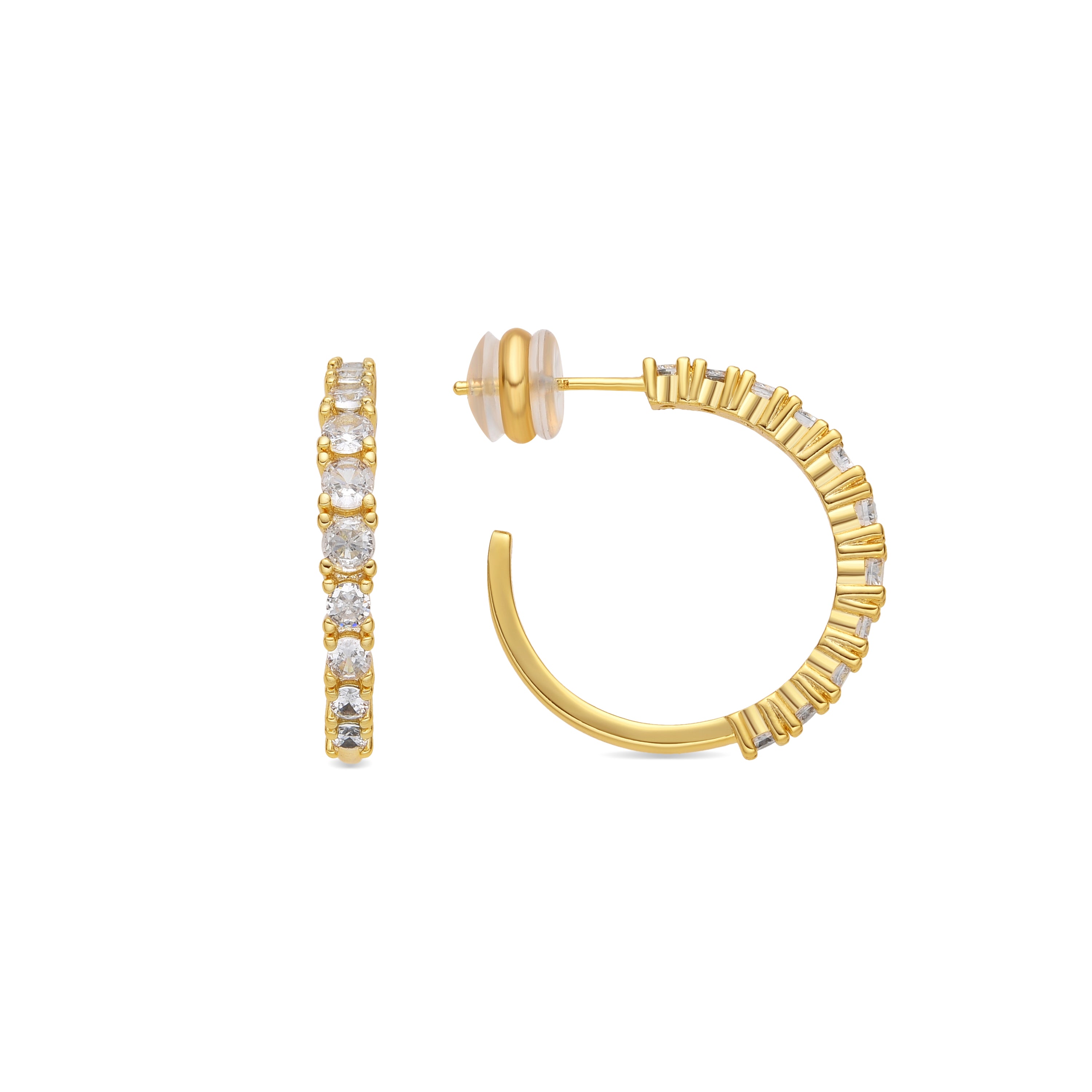 Pendientes acabado oro amarillo de 18k y Circonita Brillante - Remil