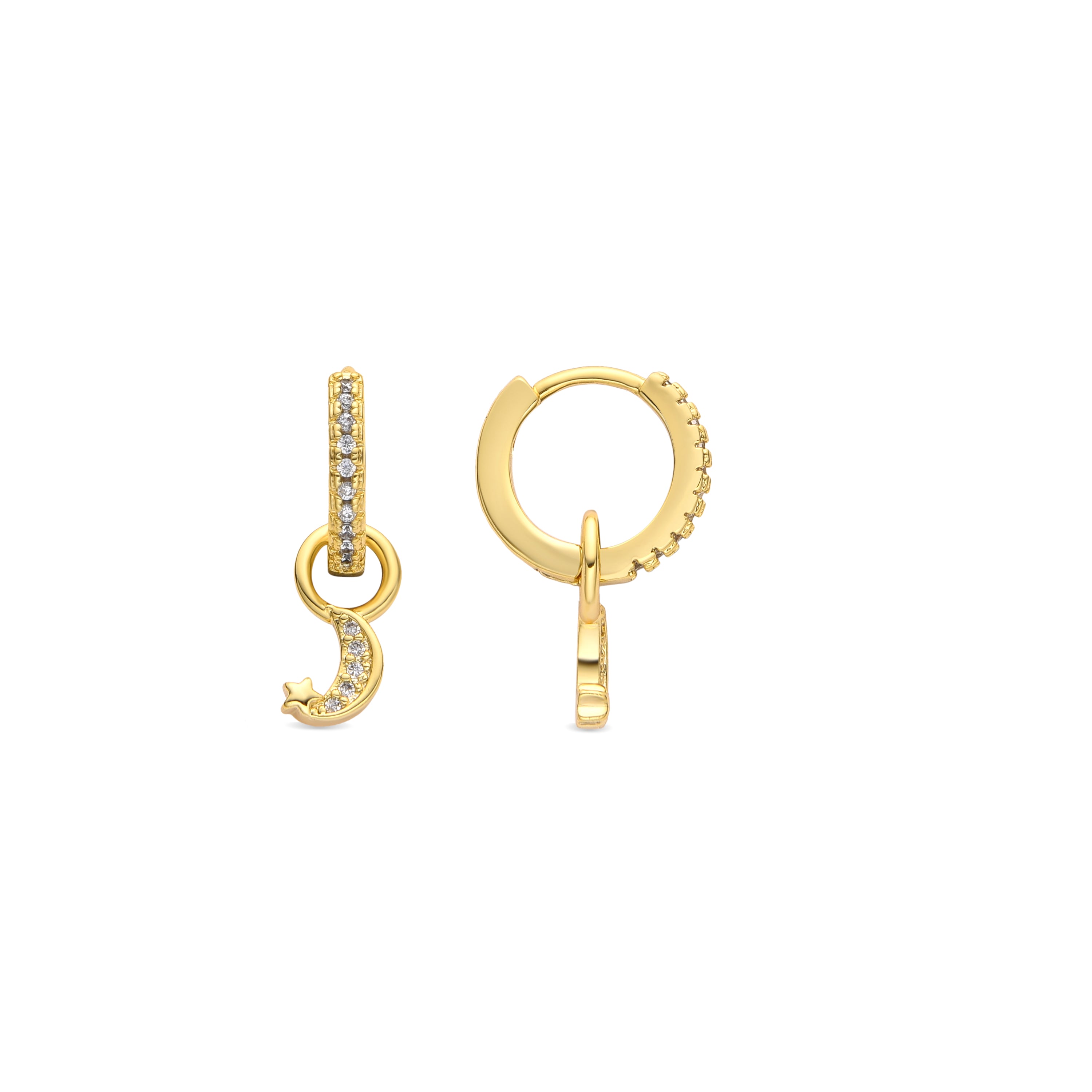 Pendientes acabado oro amarillo de 18k y Circonita Brillante - Lingma