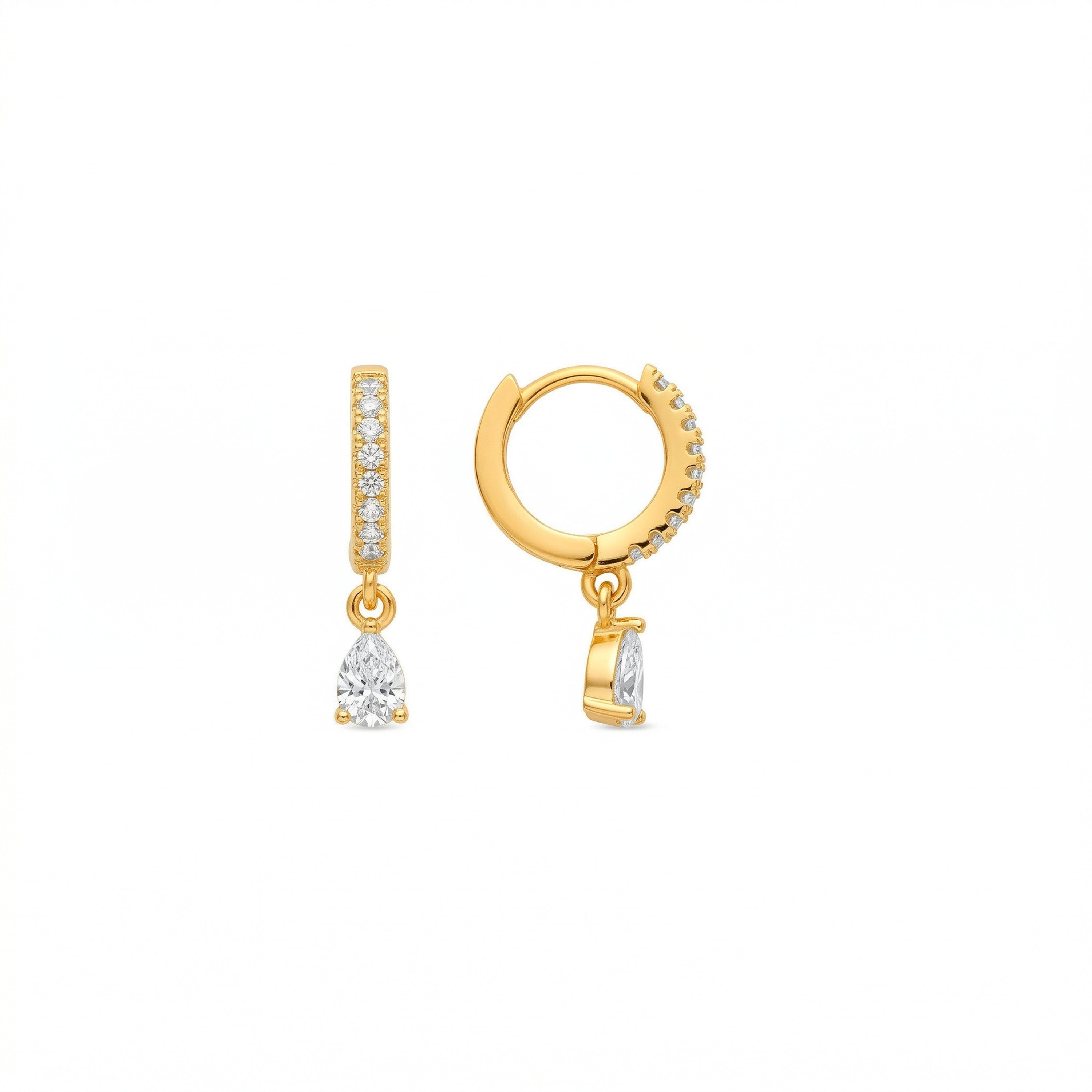Pendientes acabado oro amarillo de 18k y Circonita Brillante - Laade