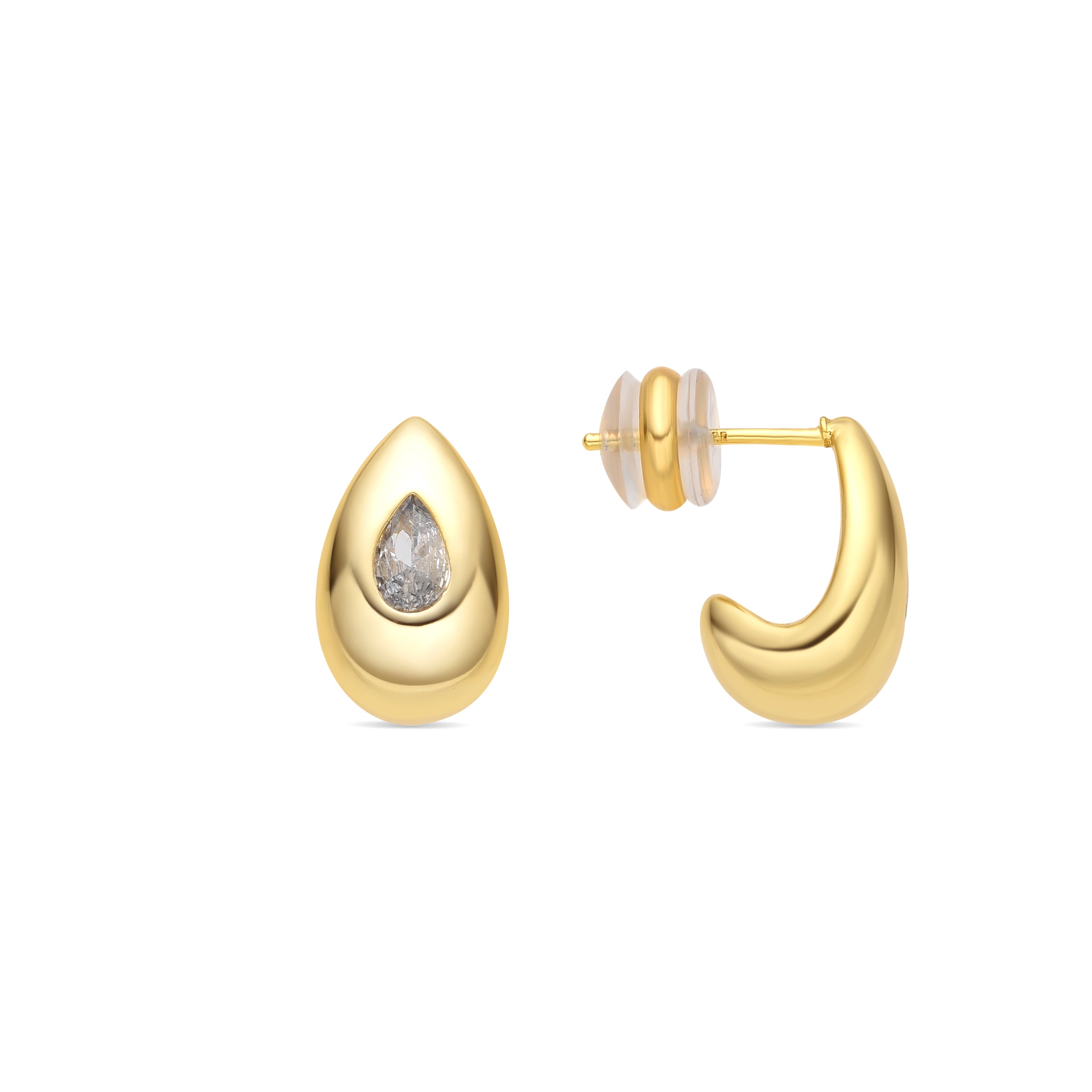 Pendientes acabado oro amarillo de 18k y Circonita Brillante - Garai