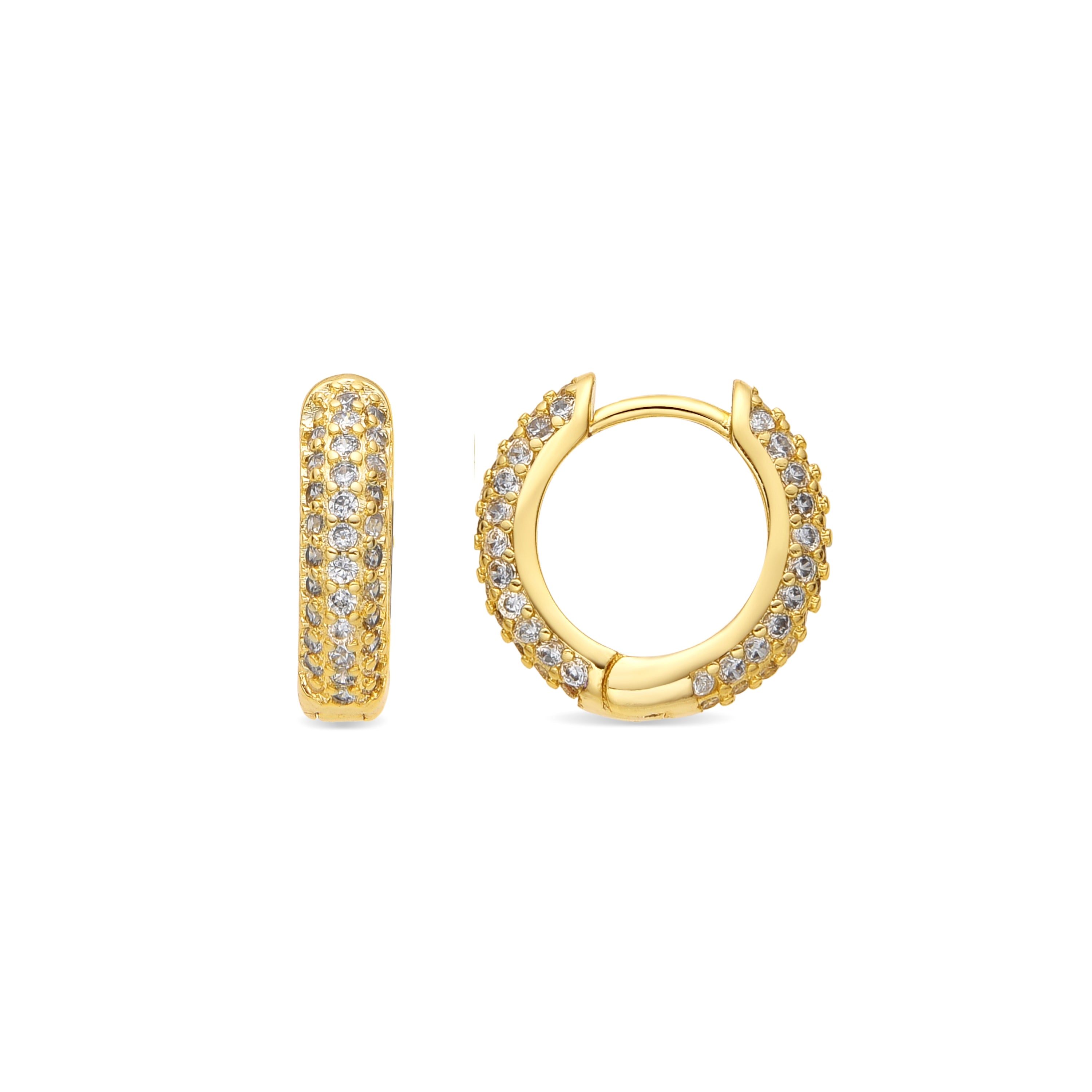 Pendientes de 9mm de diámetro acabado oro amarillo de 18k y Circonita Brillante - Lesrat