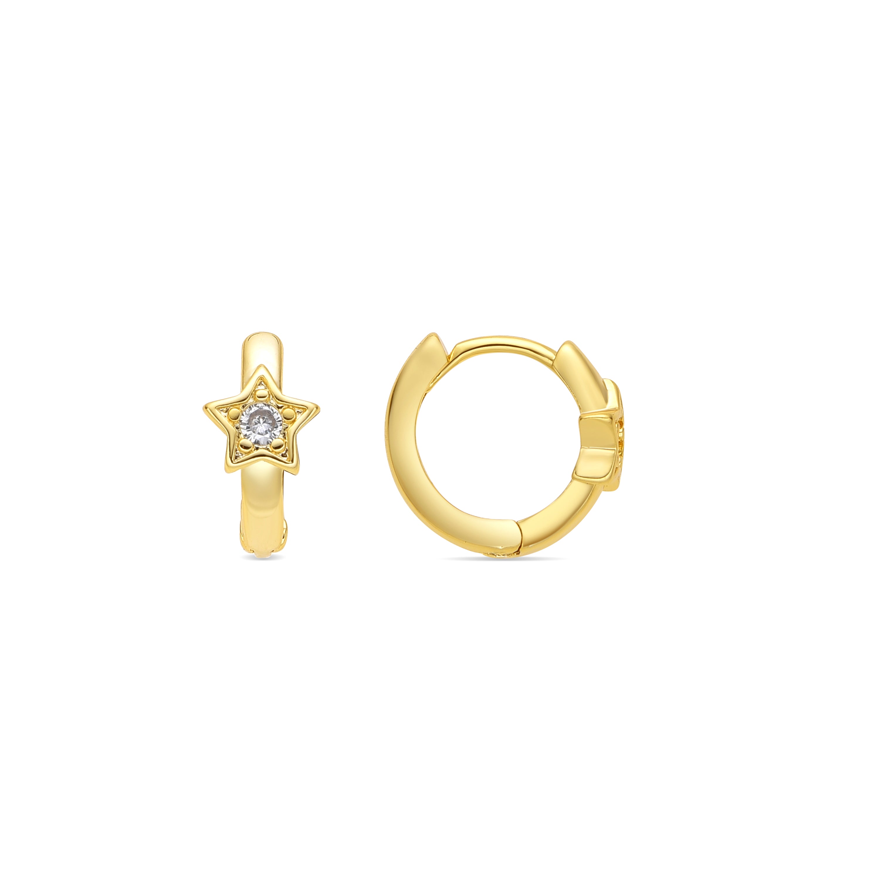 Pendientes acabado oro amarillo de 18k y Circonita Brillante - Ktyu