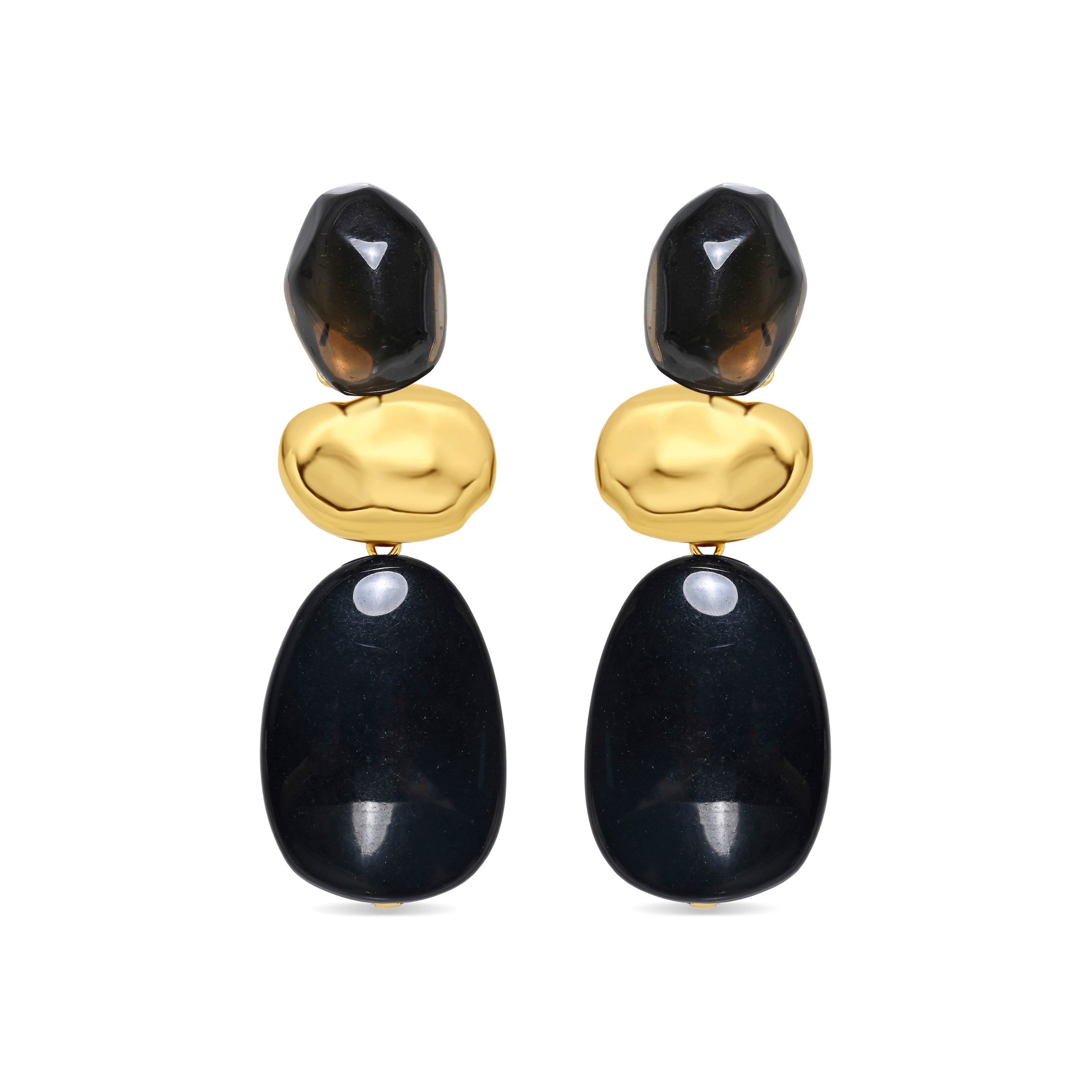 Pendientes de Aleación de Metal y Resina Negra acabado en oro amarillo de 18k - Zulis