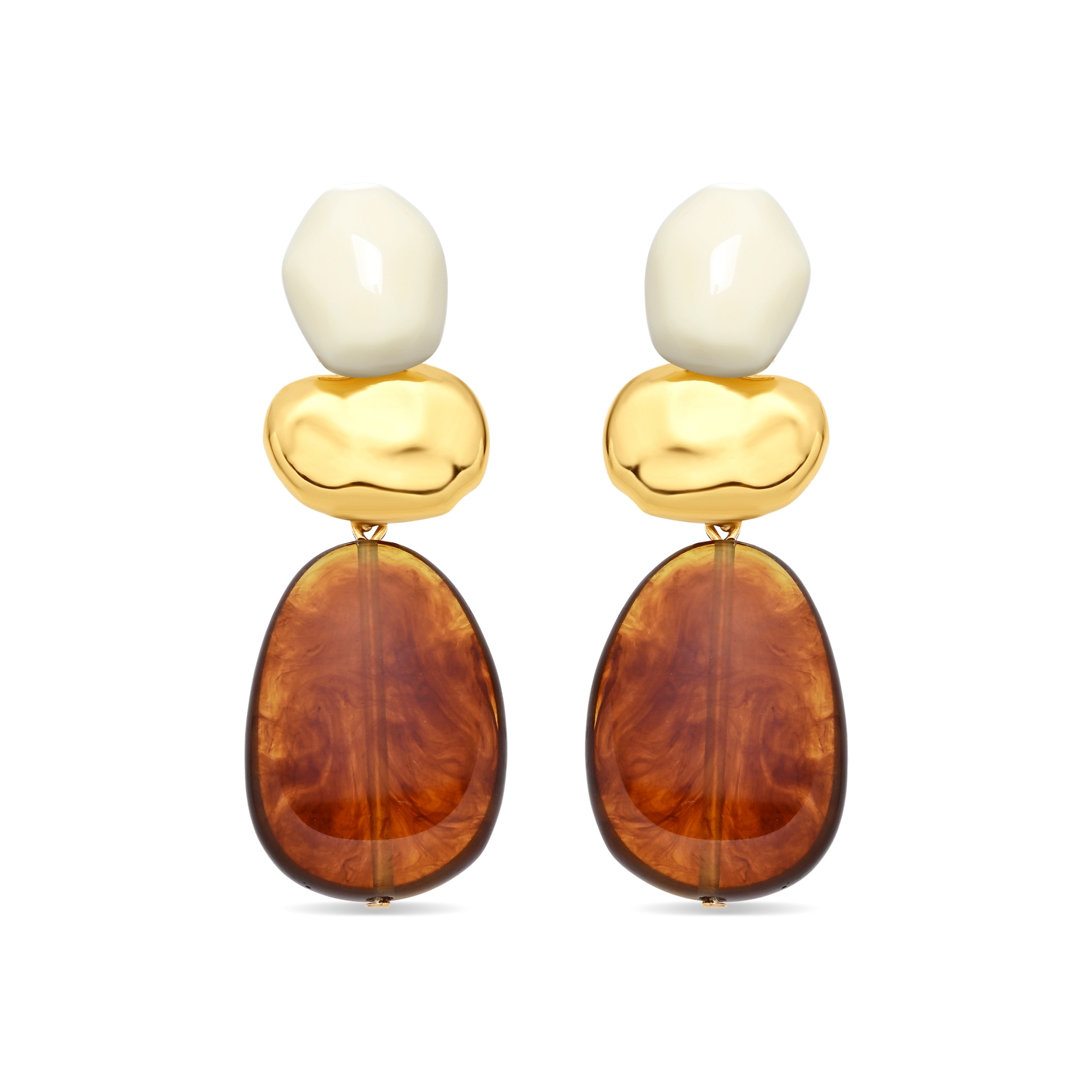 Pendientes de Aleación de Metal y Resina Carey acabado en oro amarillo de 18k - Zulis