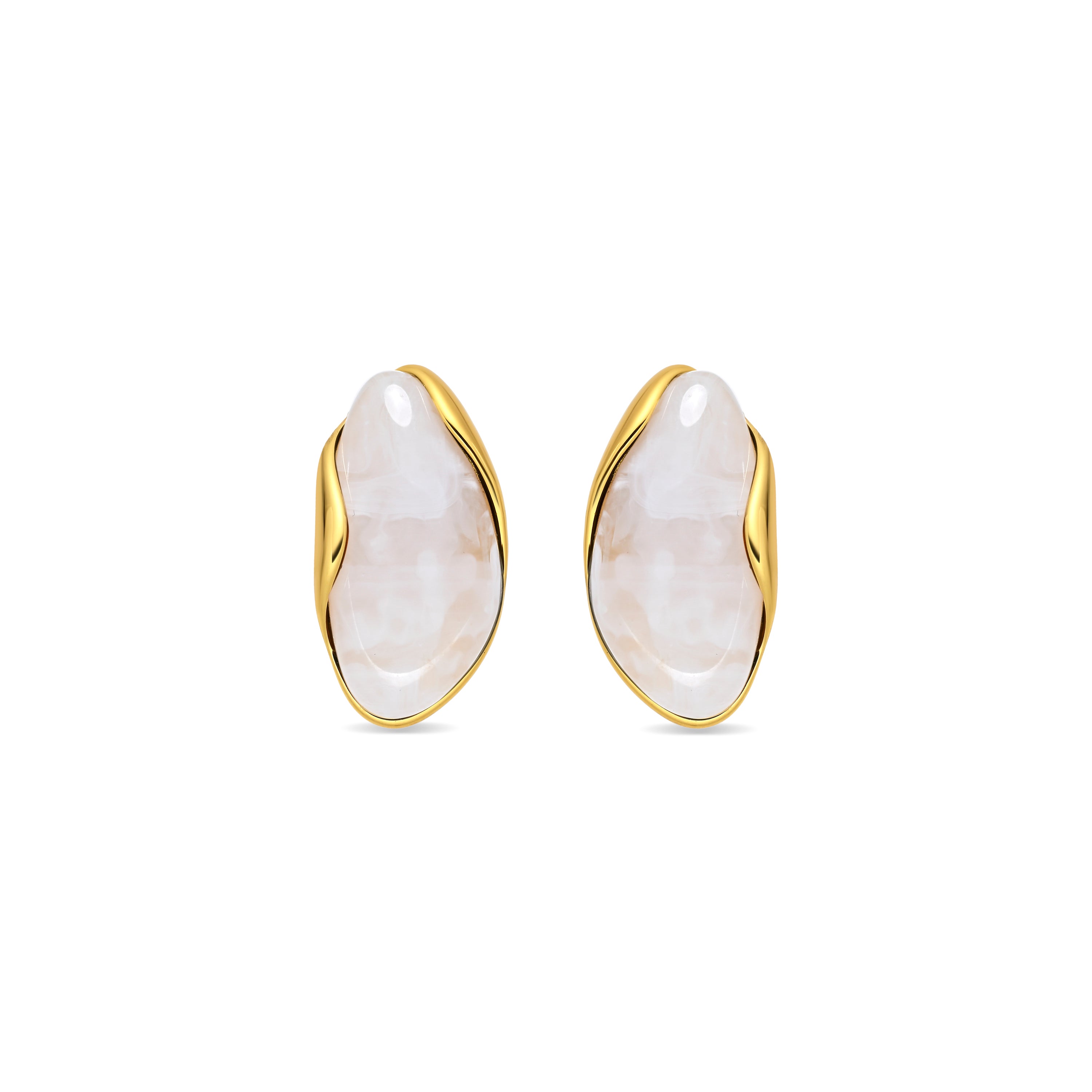 Pendientes de Aleación de Metal y Resina Crema acabado en oro amarillo de 18k - Chisab