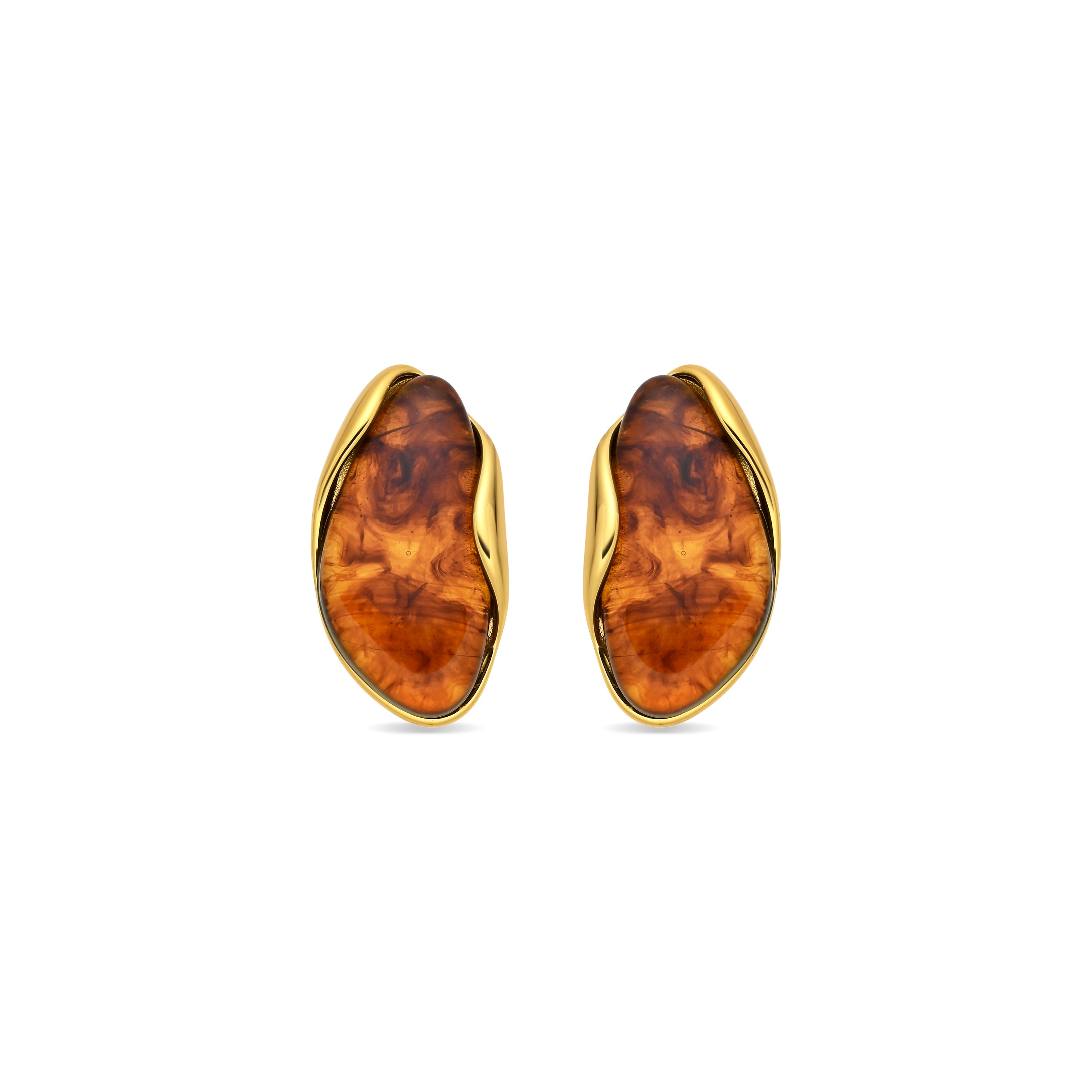 Pendientes de Aleación de Metal y Resina Carey acabado en oro amarillo de 18k - Chisab