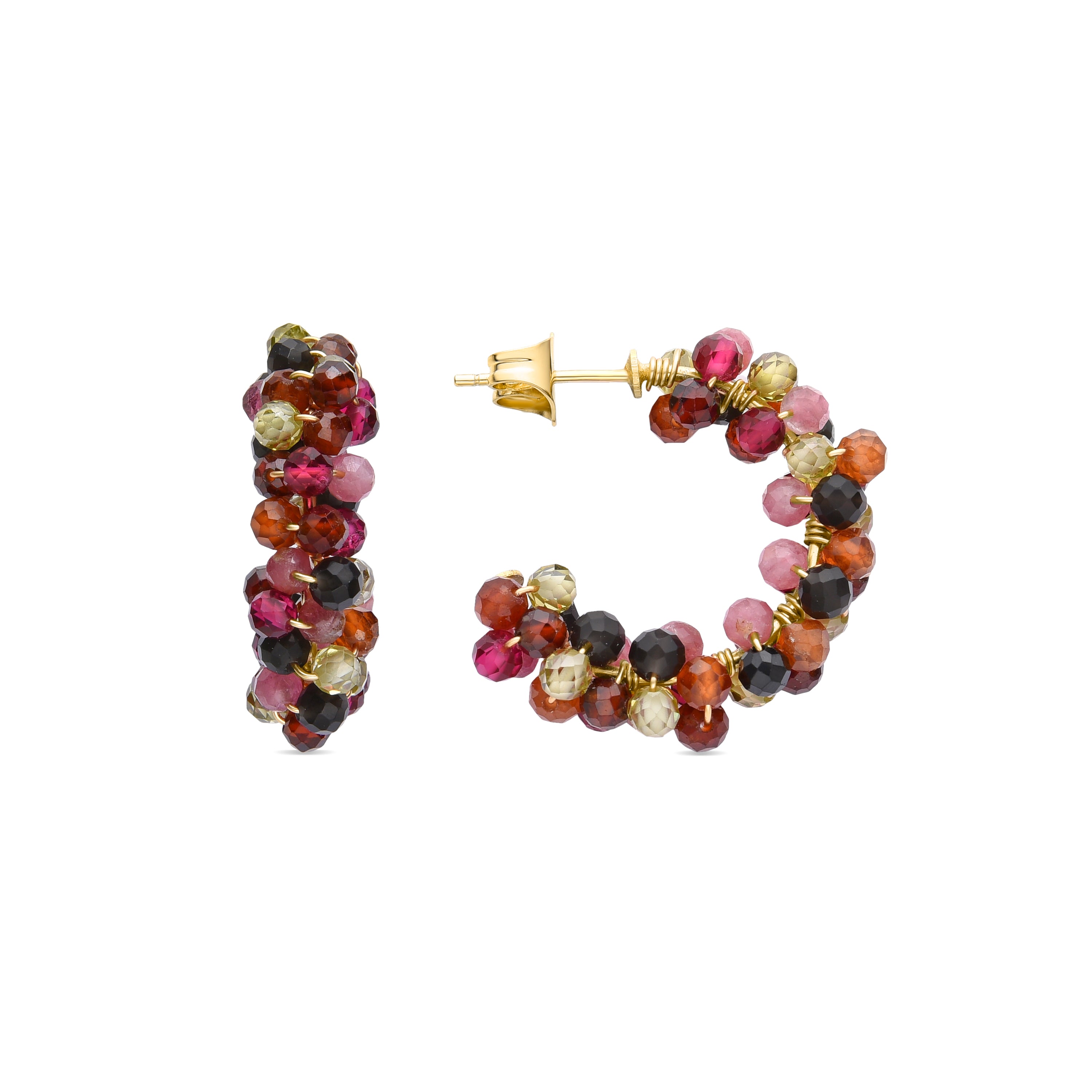 Pendientes de Cristal Multicolor acabados en oro amarillo de 18K - Rariki