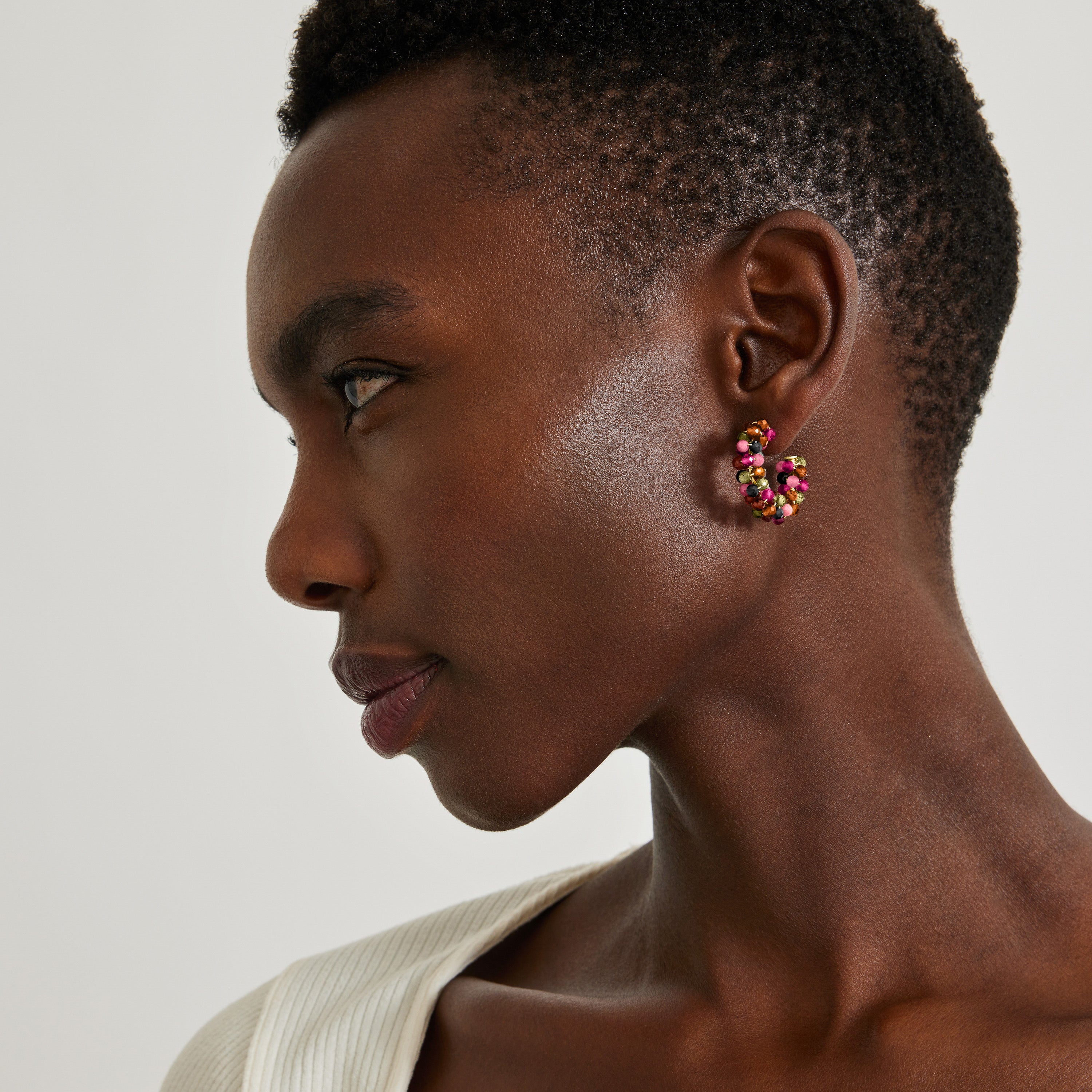 Pendientes de Cristal Multicolor acabados en oro amarillo de 18K - Rariki