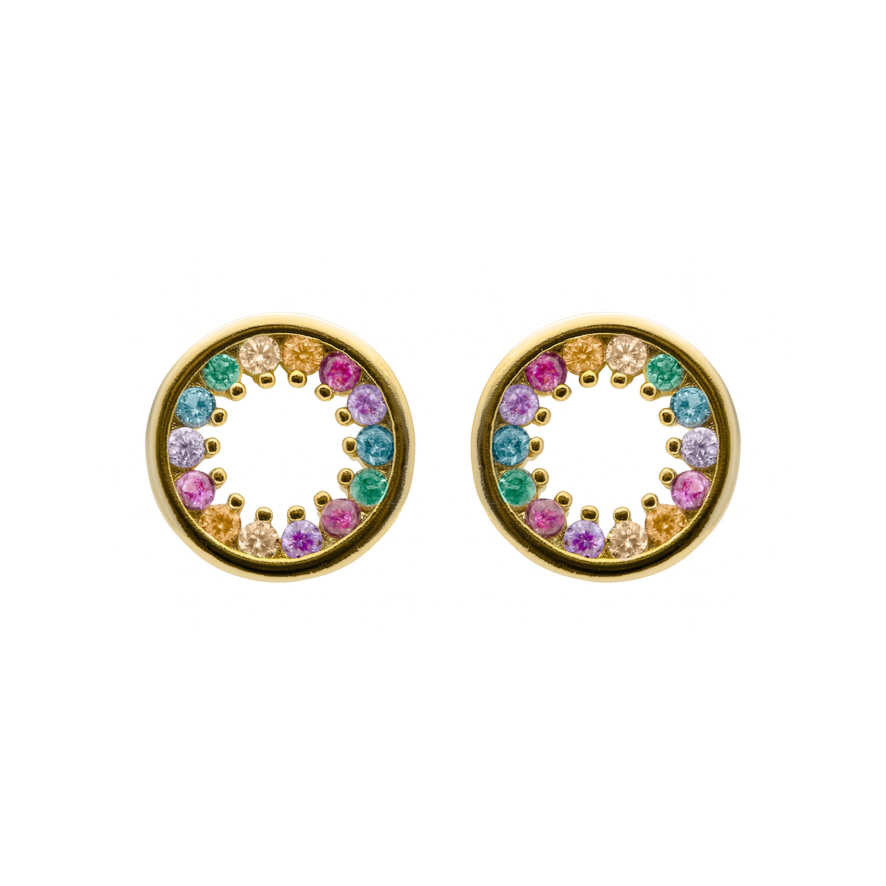 Pendientes de Aleación de Metal y Circonita Multicolor acabado en rodio - Harud