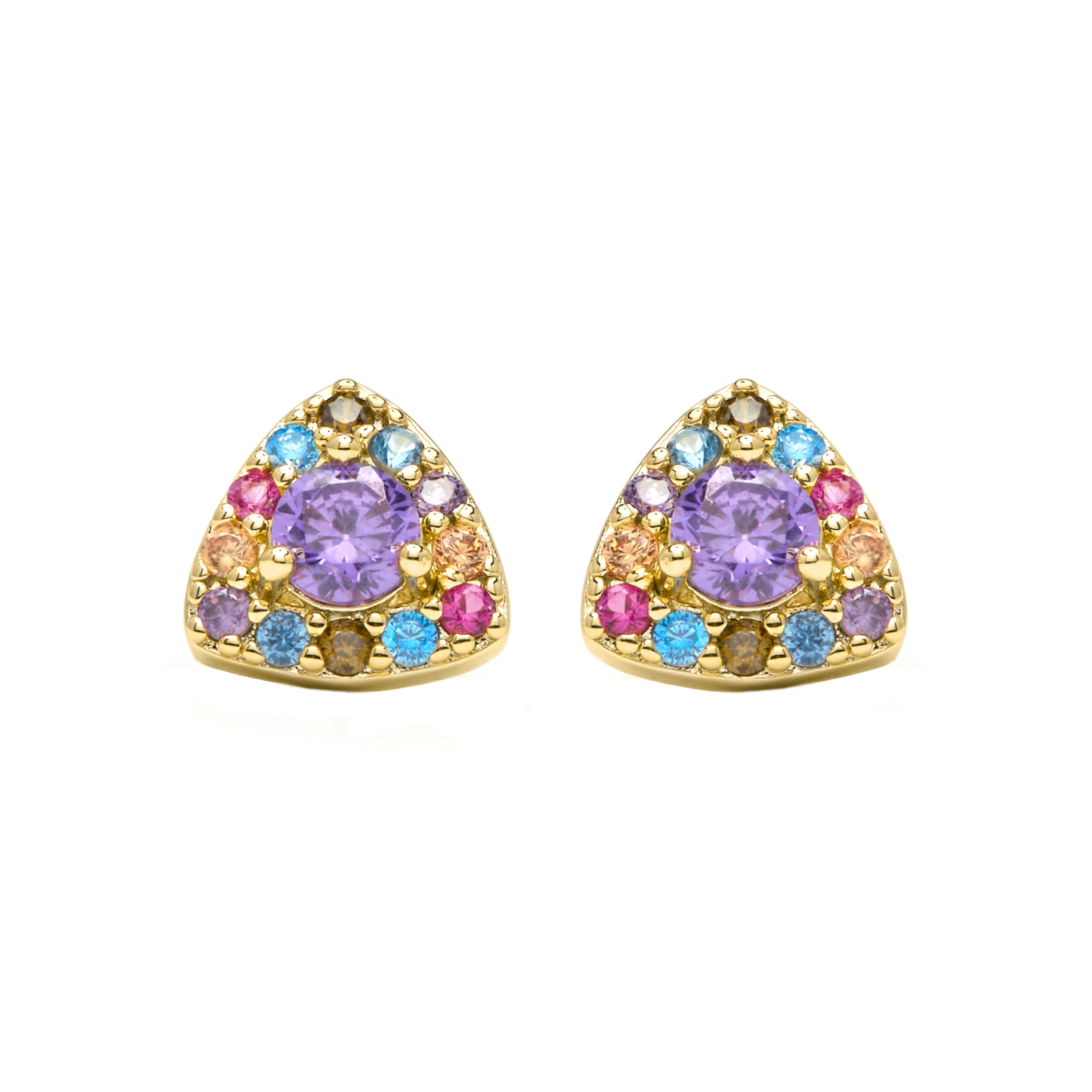 Pendientes de Aleación de Metal y Circonita Multicolor acabado en rodio - Aldra