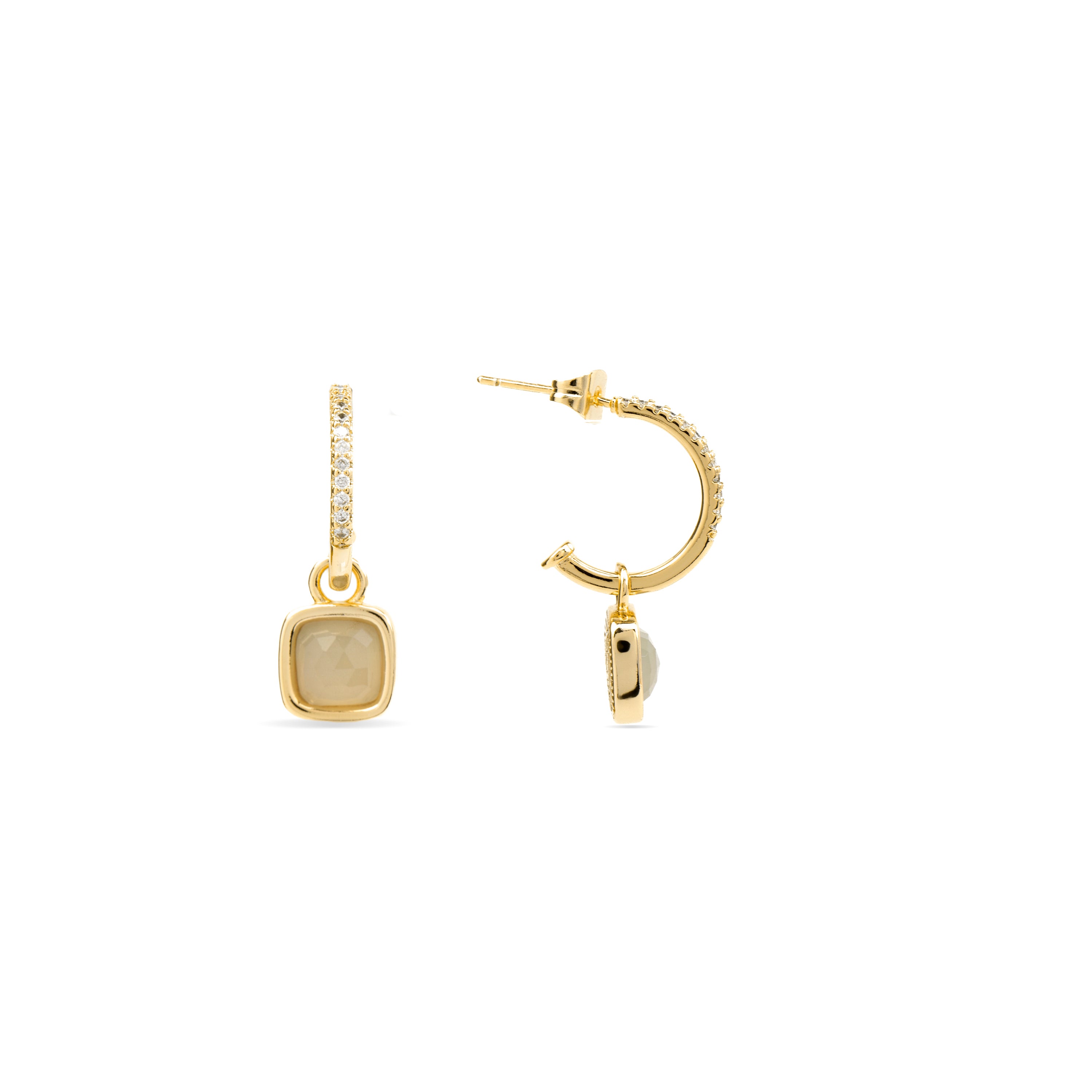 Pendientes de Cuarzo Gris Nublado acabados en oro amarillo de 18K - Darmix