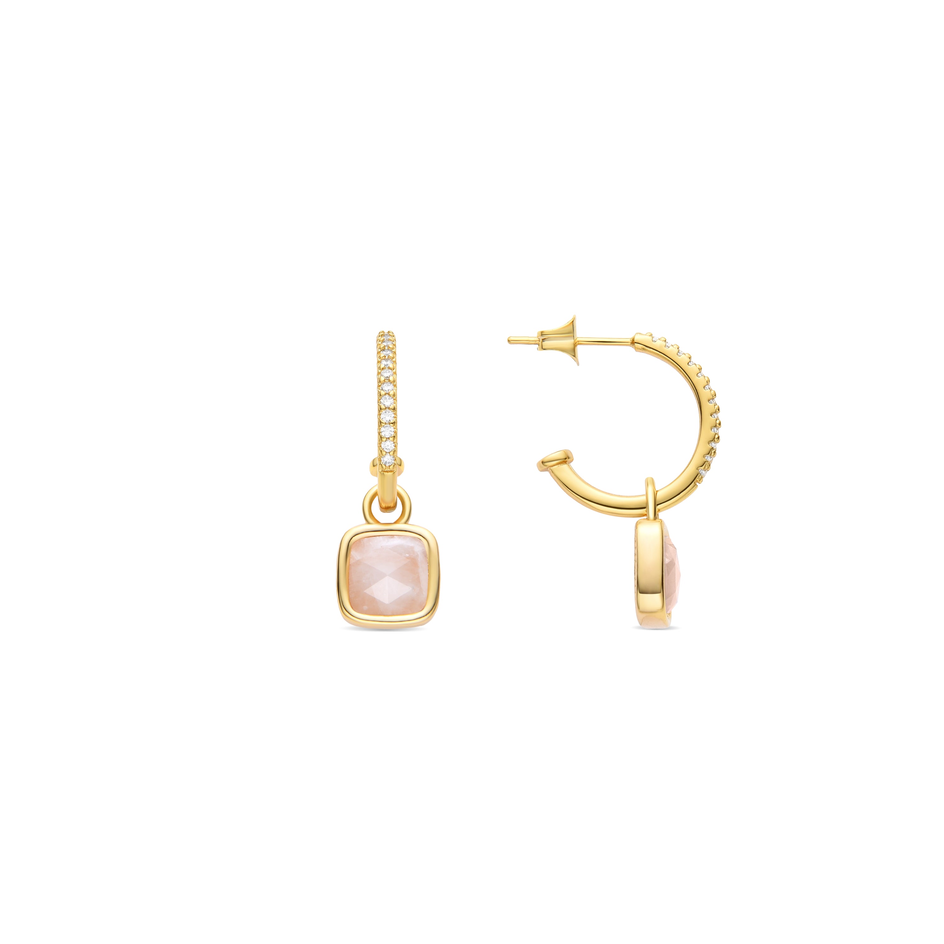 Pendientes de Cristal Blanco acabados en oro amarillo de 18K - Darmix