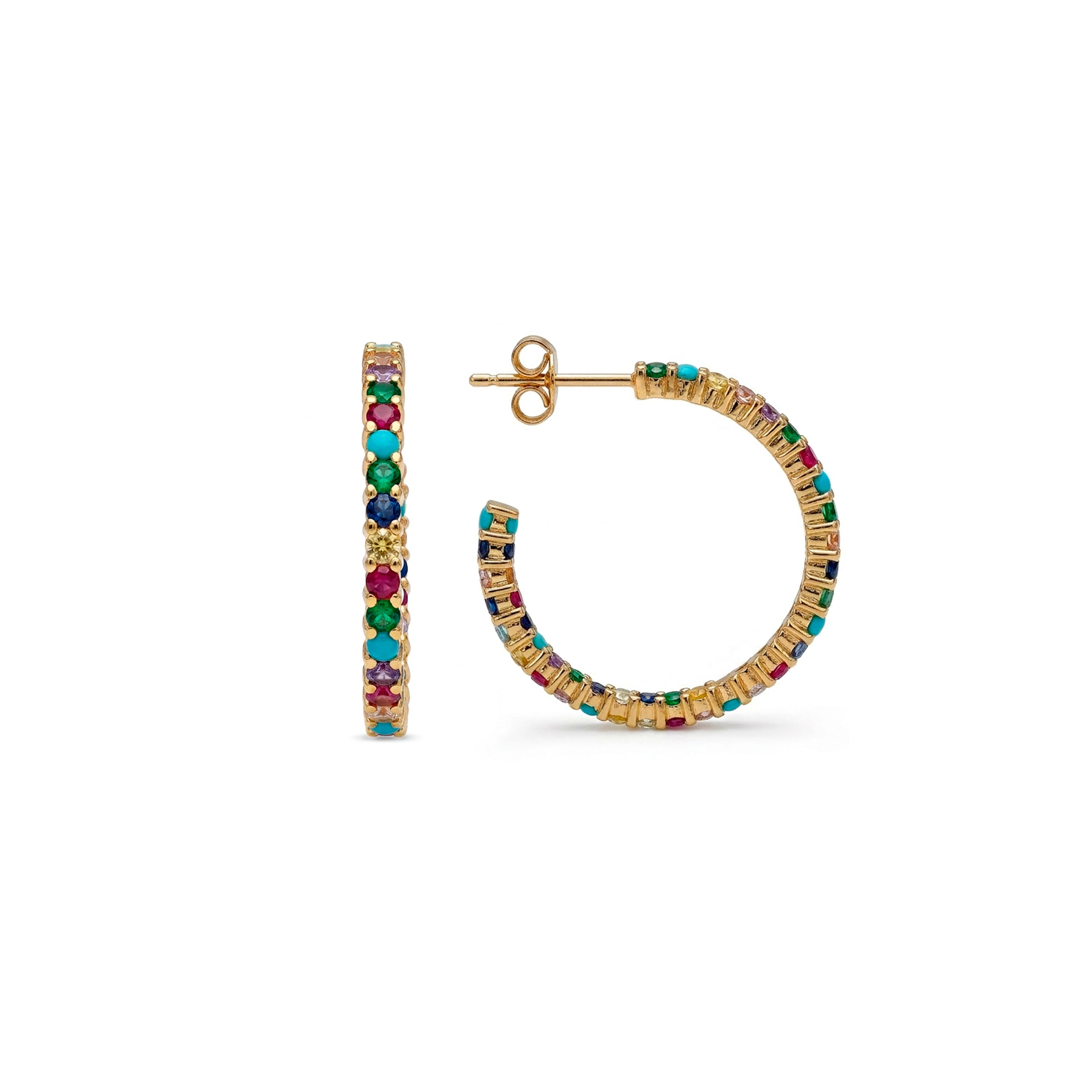 Pendientes de Circonita Multicolor acabado en oro amarillo de 18k - Balgil