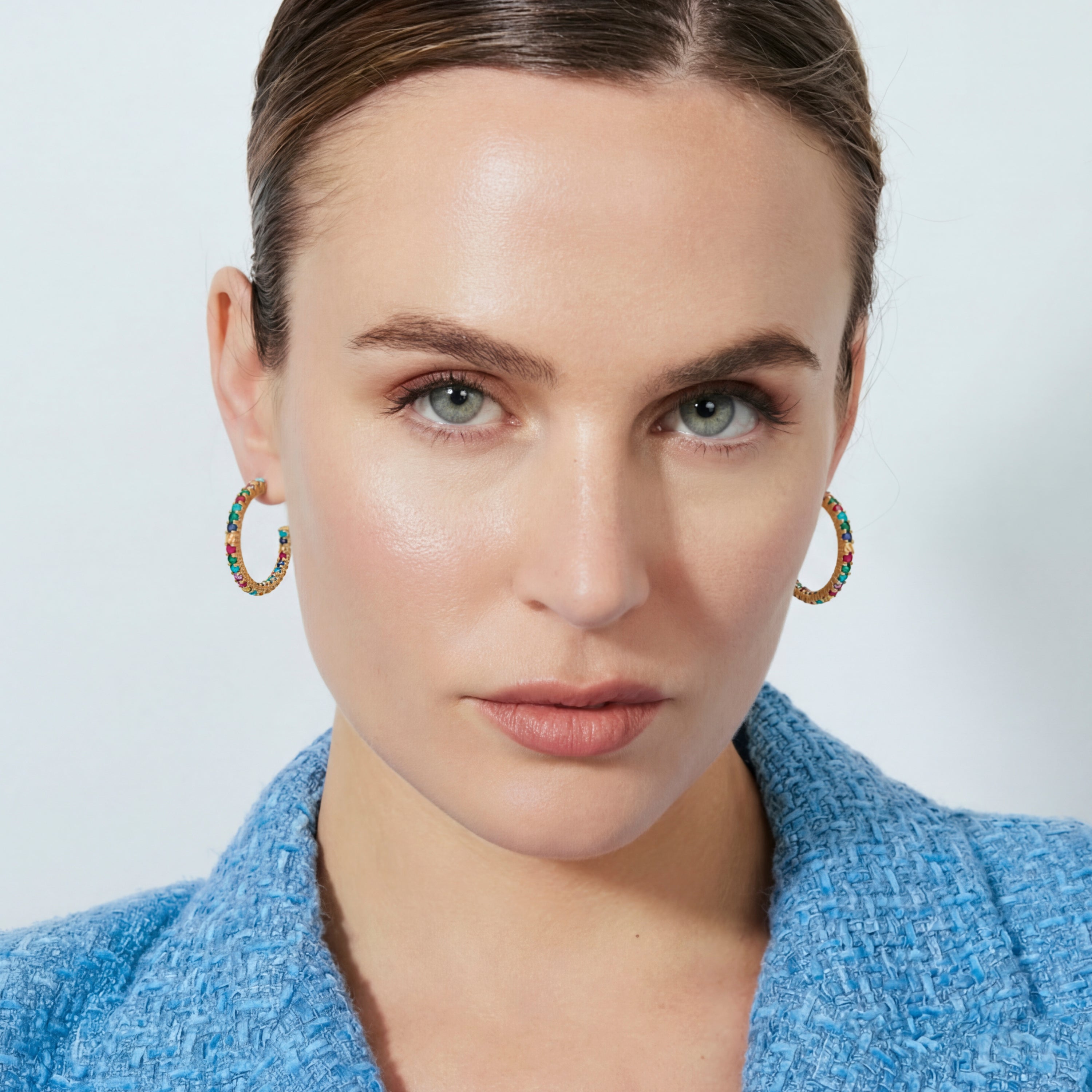 Pendientes de Circonita Multicolor acabado en oro amarillo de 18k - Balgil